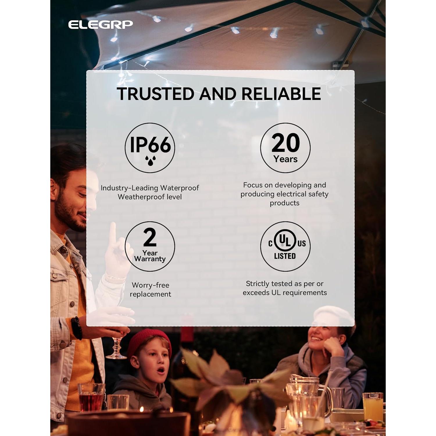 Enchufe Inteligente Exterior ELEGRP PQR20 IP66 WiFi 2 Tomas