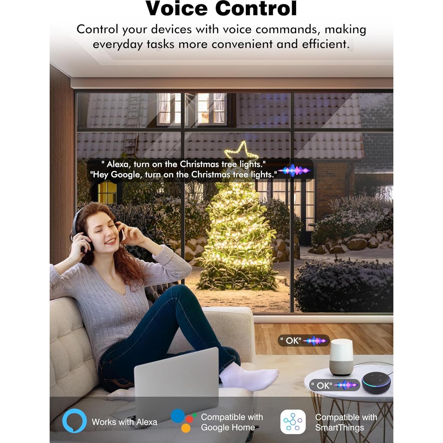 Enchufe Inteligente Exterior EIGHTREE IP44 2 Salidas Control Remoto