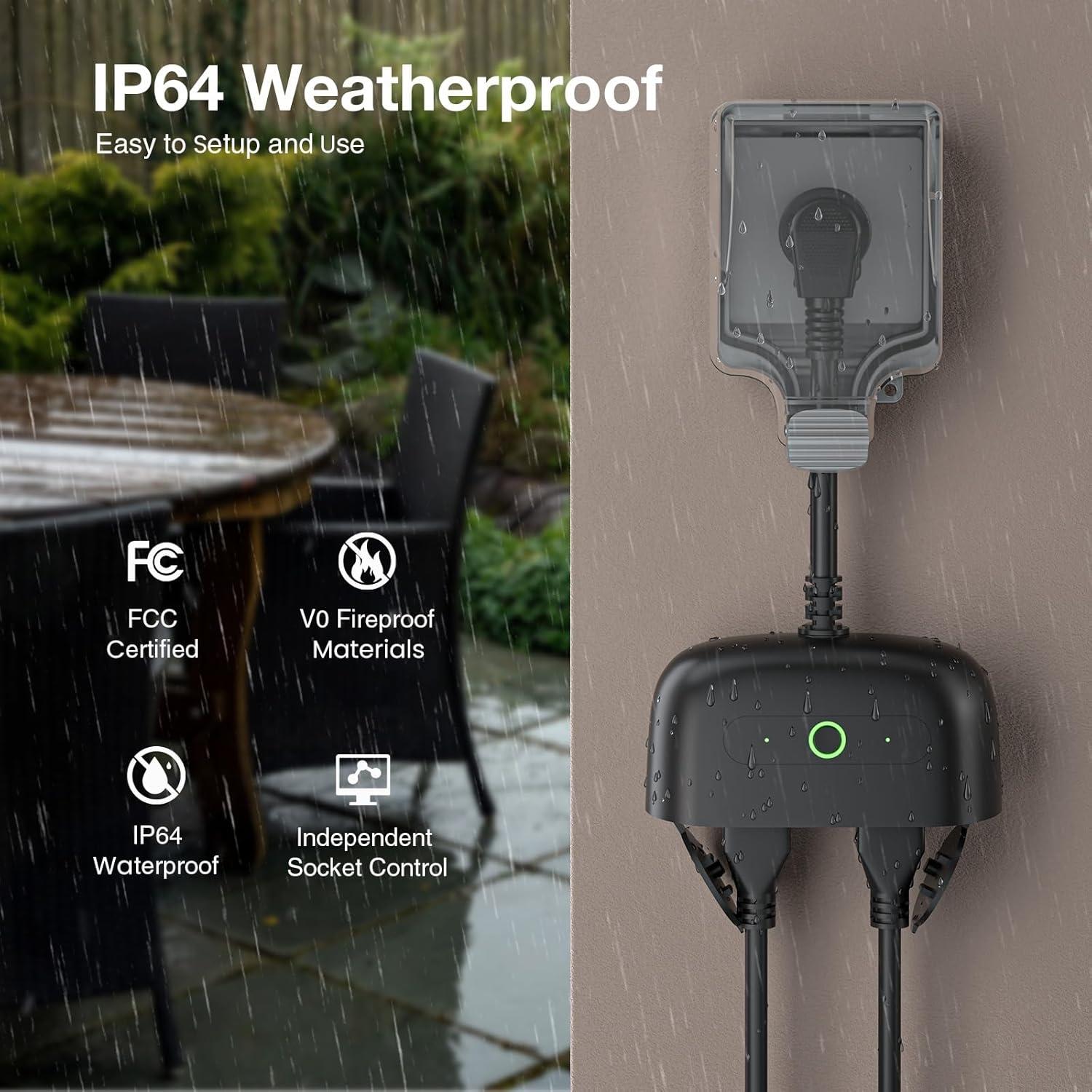 Enchufe Inteligente Exterior GHome Smart 2 Tomas IP64 Wi-Fi