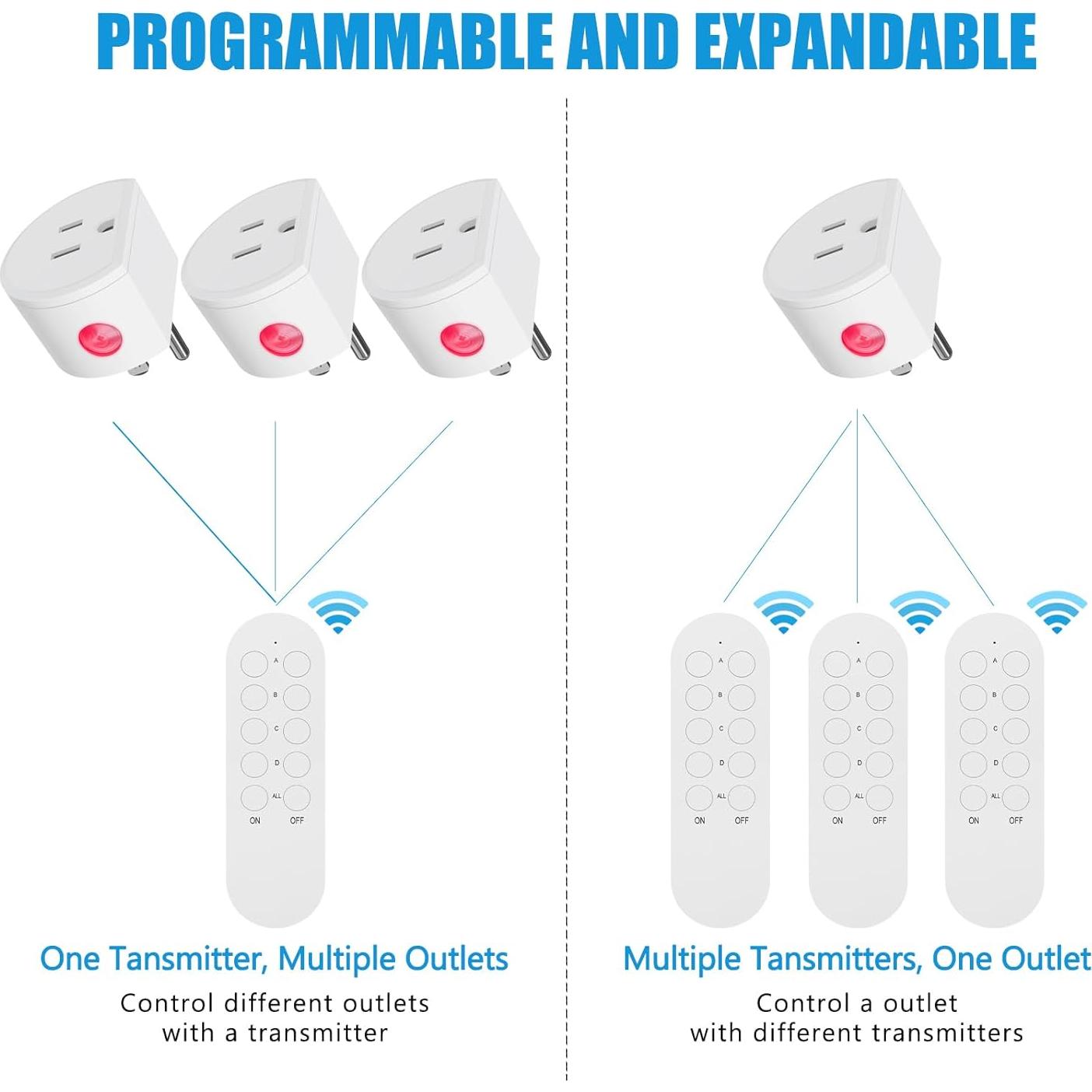 Enchufe de Control Remoto SURNICE 10A Inalámbrico 39.62m