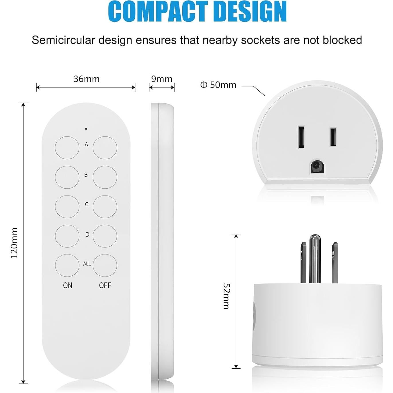 Enchufe de Control Remoto SURNICE 10A Inalámbrico 39.62m