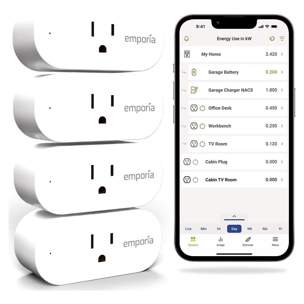 Enchufe Inteligente Emporia 4 Pack WiFi 10A Control Energía