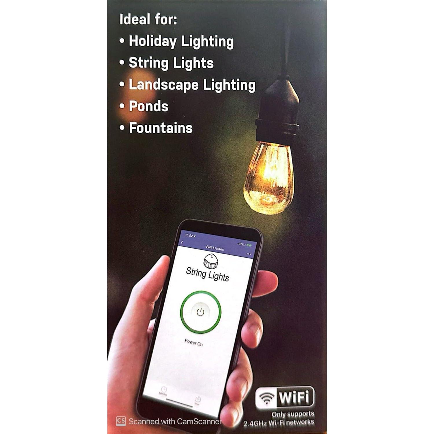 Enchufes Inteligentes Exteriores Triples Feit Electric - Paquete de 2, WiFi, Control por Voz, Compatible con Alexa y Google Home