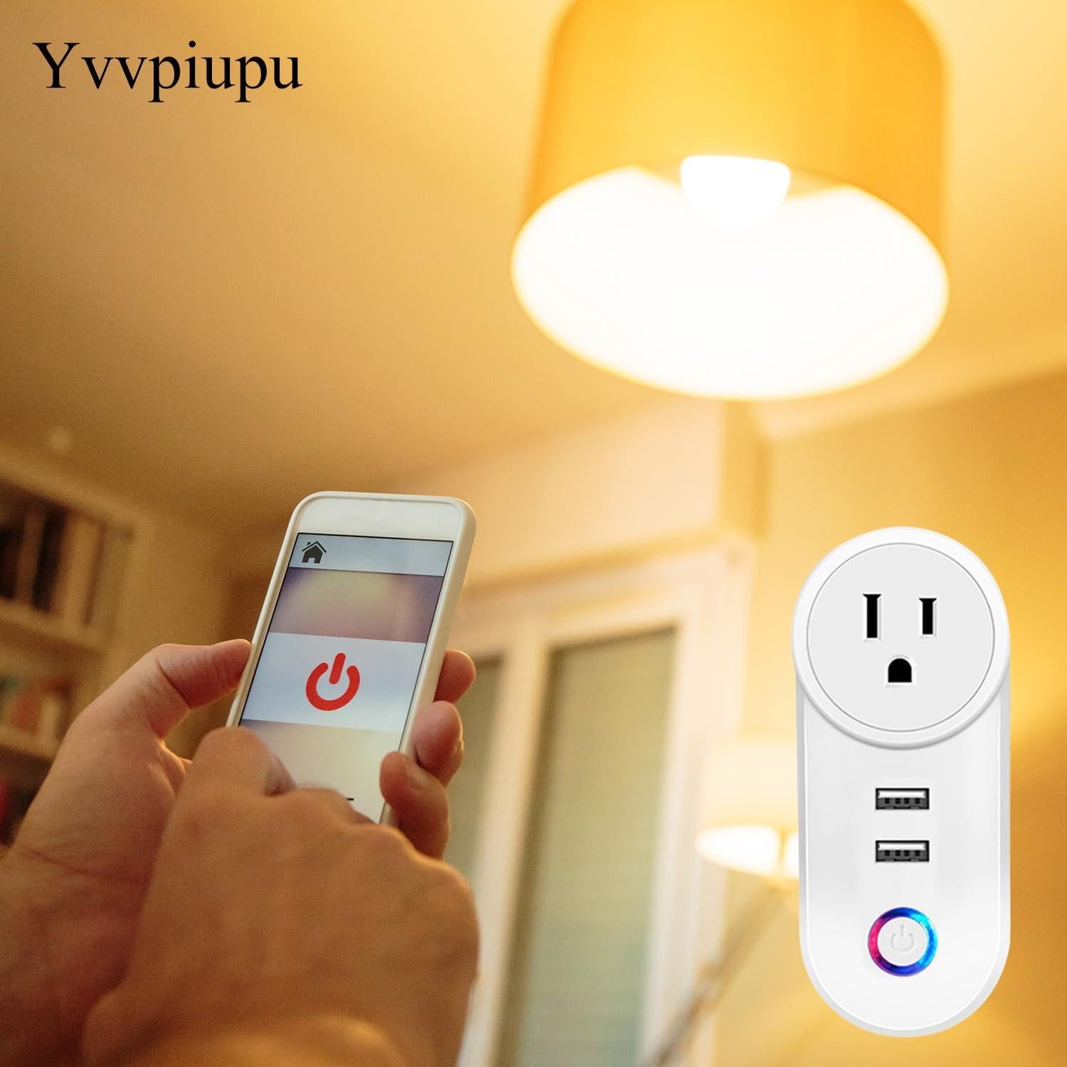 Enchufe Inteligente WiFi Yvvpiupu 3 Salidas 10A 2400W USB