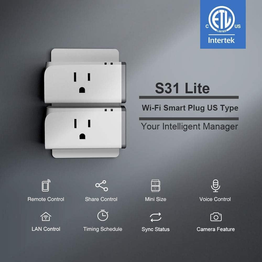Enchufe Inteligente WiFi SONOFF S31 Lite 15A Paquete de 2