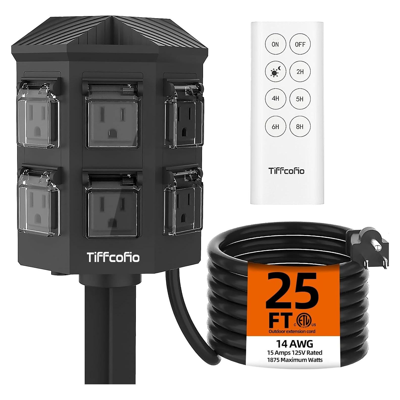 Regleta de Exterior Tiffcofio 25FT con Control Remoto y Temporizador