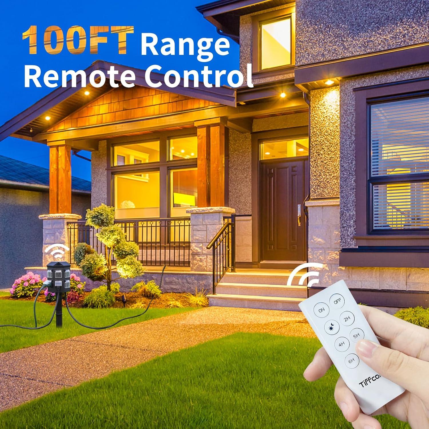 Regleta de Exterior Tiffcofio 25FT con Control Remoto y Temporizador