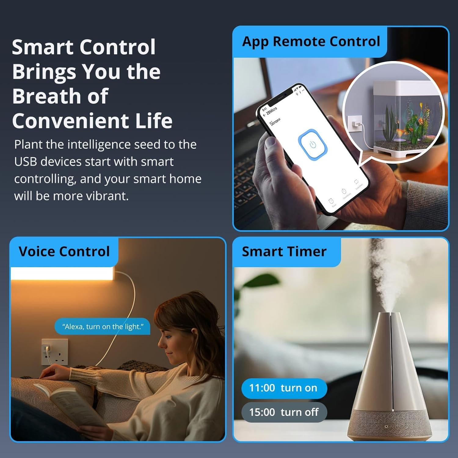 Enchufe USB Inteligente SONOFF ZBMicro 2PCAK Zigbee 5-22V