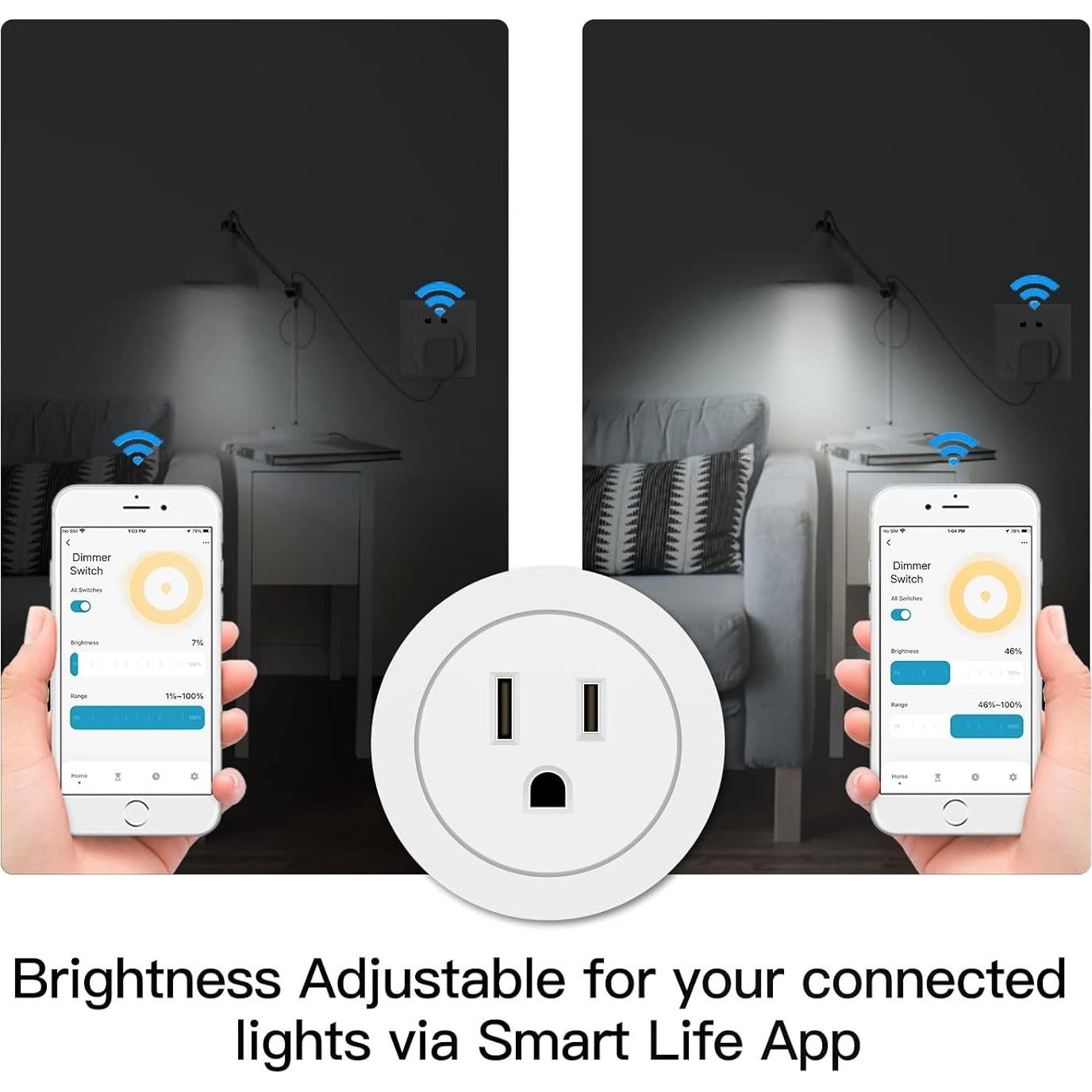 Enchufe Dimmer Inteligente WiFi MoesGo 2 Paquete Control Remoto