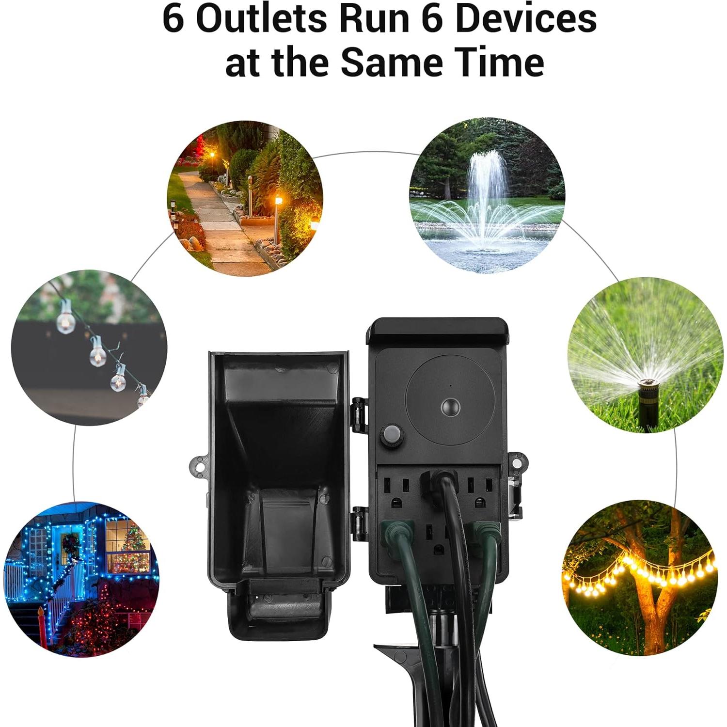 Enchufe Inteligente DEWENWILS WiFi 6 Salidas 1.83m Impermeable