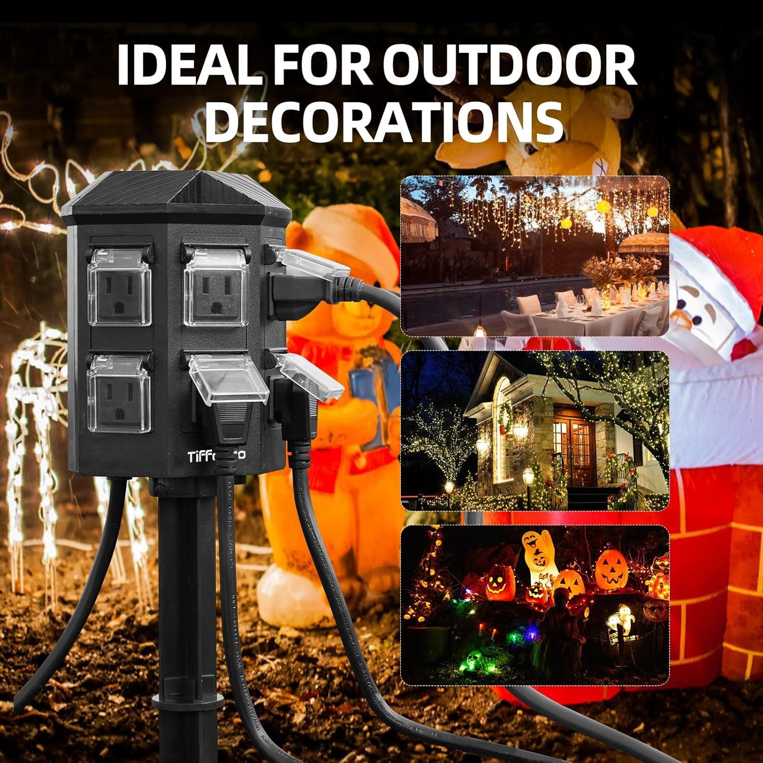 Cable de Extensión Exterior Tiffcofio 30.48m 6 Salidas 15A