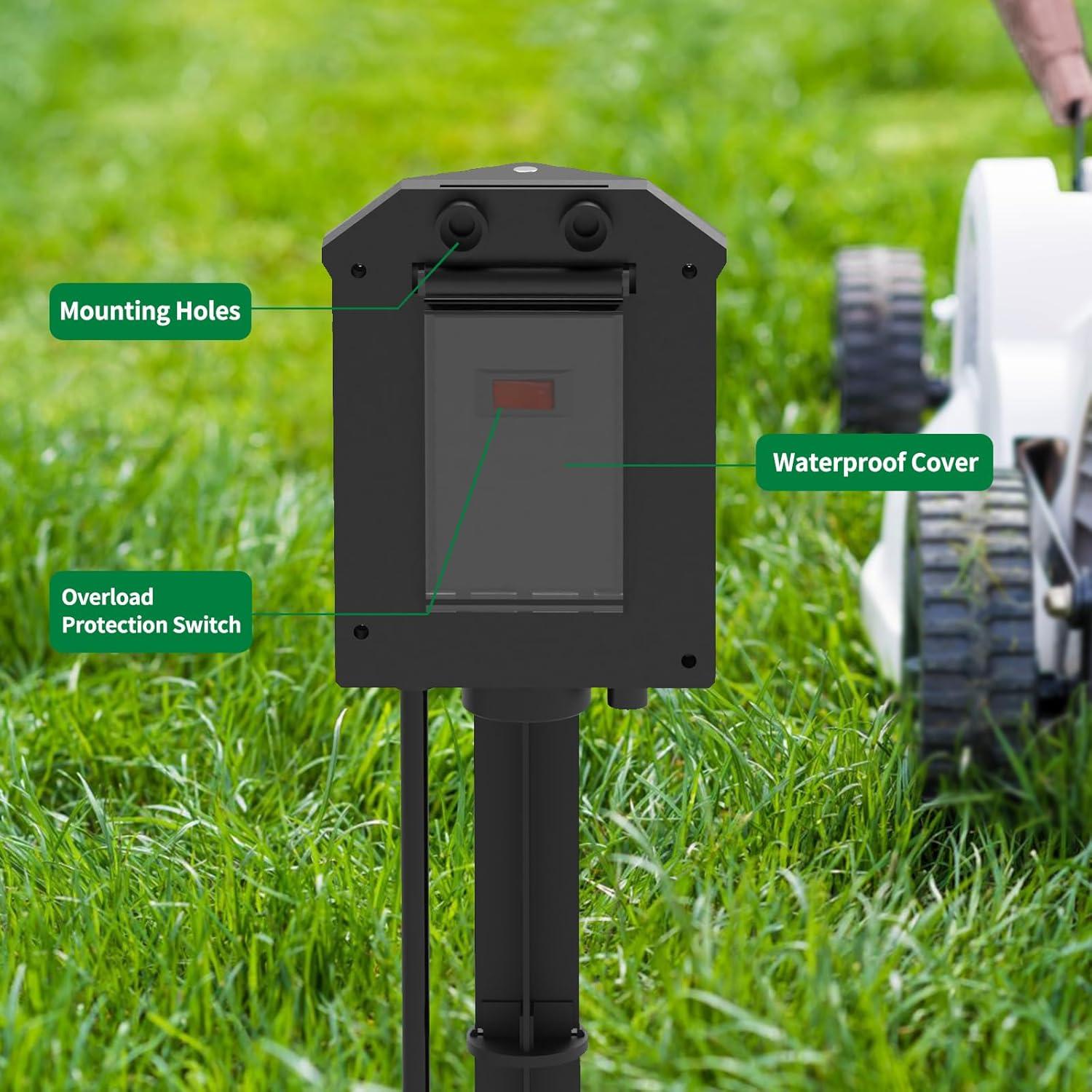 Regleta de Poder Exterior Tiffcofio 6 Salidas 4.57m a Prueba de Agua