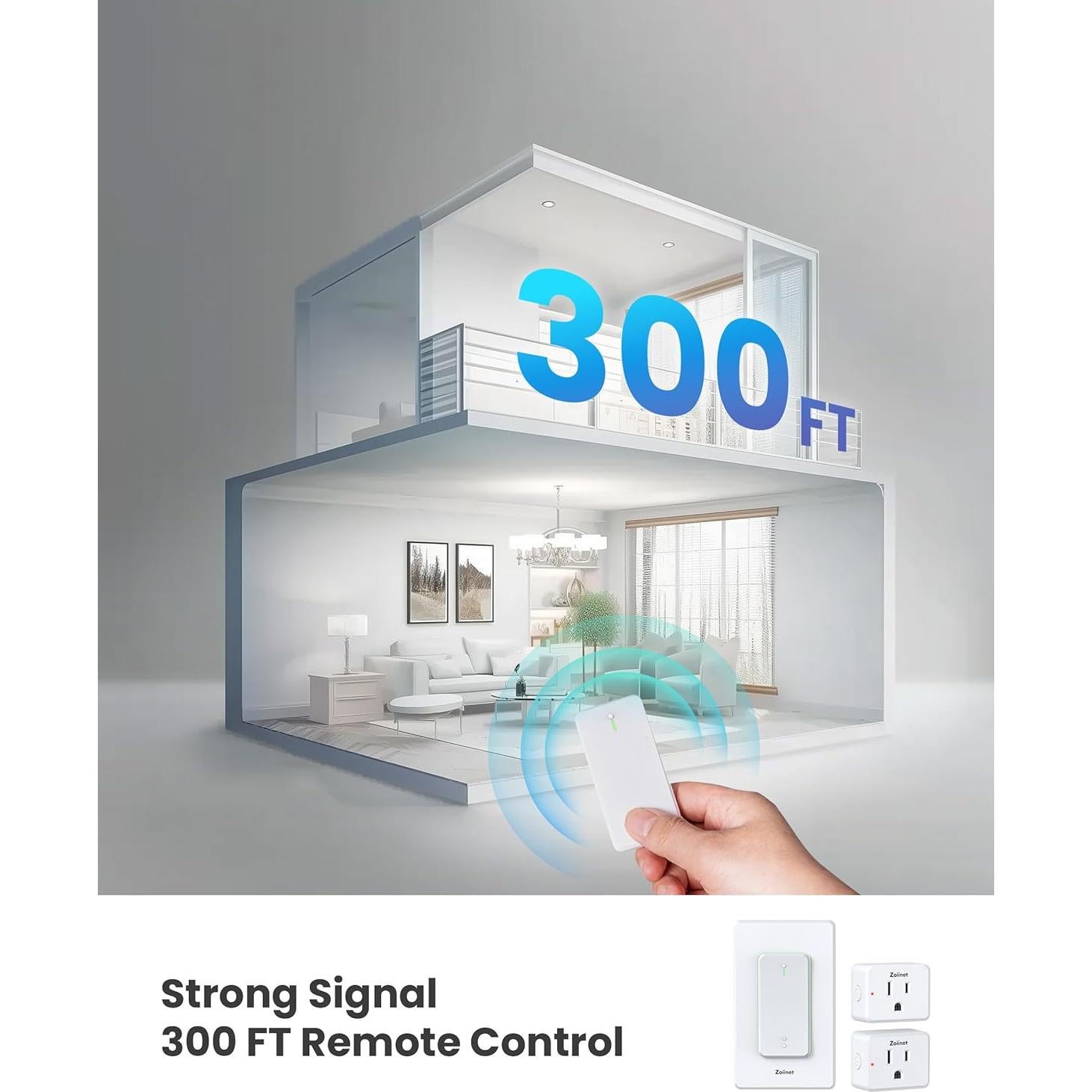 Interruptor Remoto Inalámbrico Doble Zoiinet 1500W 300ft