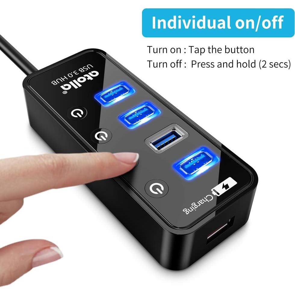 Hub USB 3.0 Atolla de 4 Puertos con Carga Inteligente