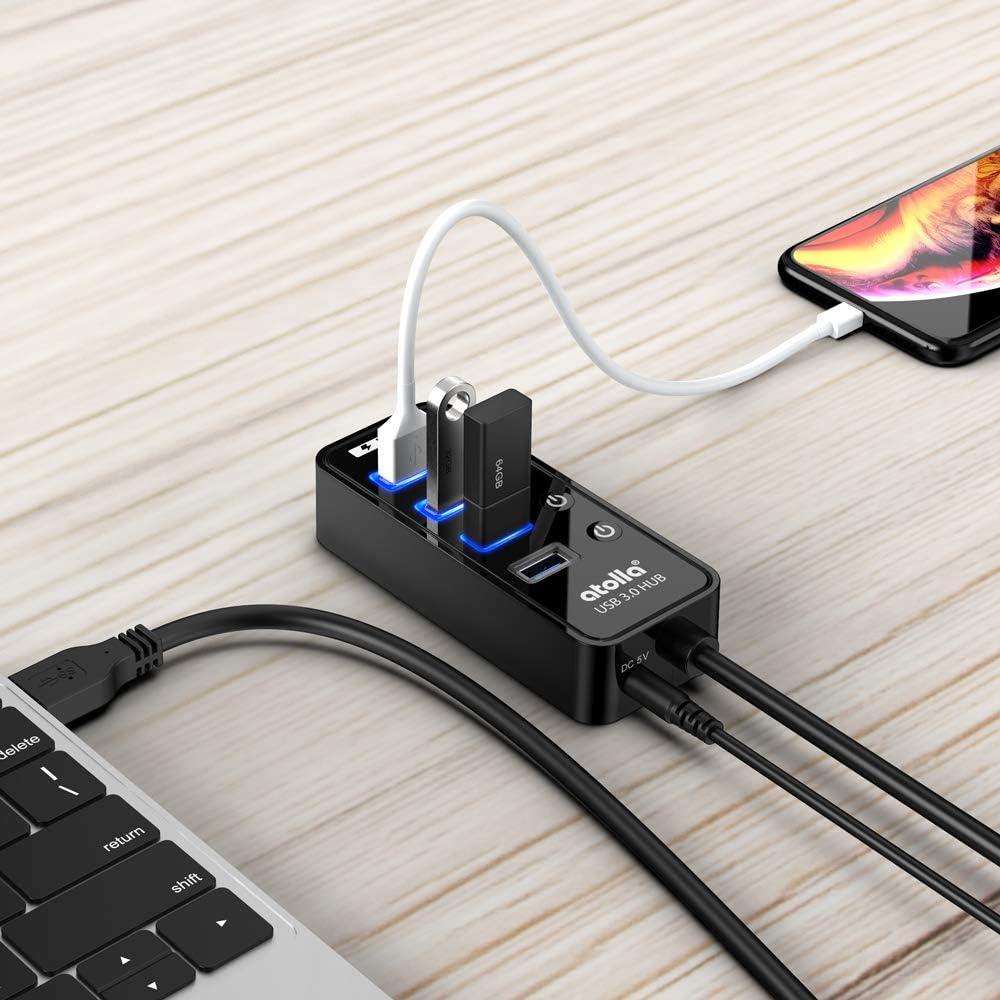Hub USB 3.0 Atolla de 4 Puertos con Carga Inteligente