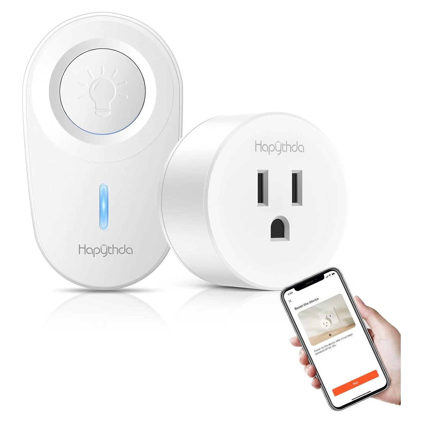 Enchufe Inteligente HAPYTHDA WiFi 2.4GHz Control Remoto RF433