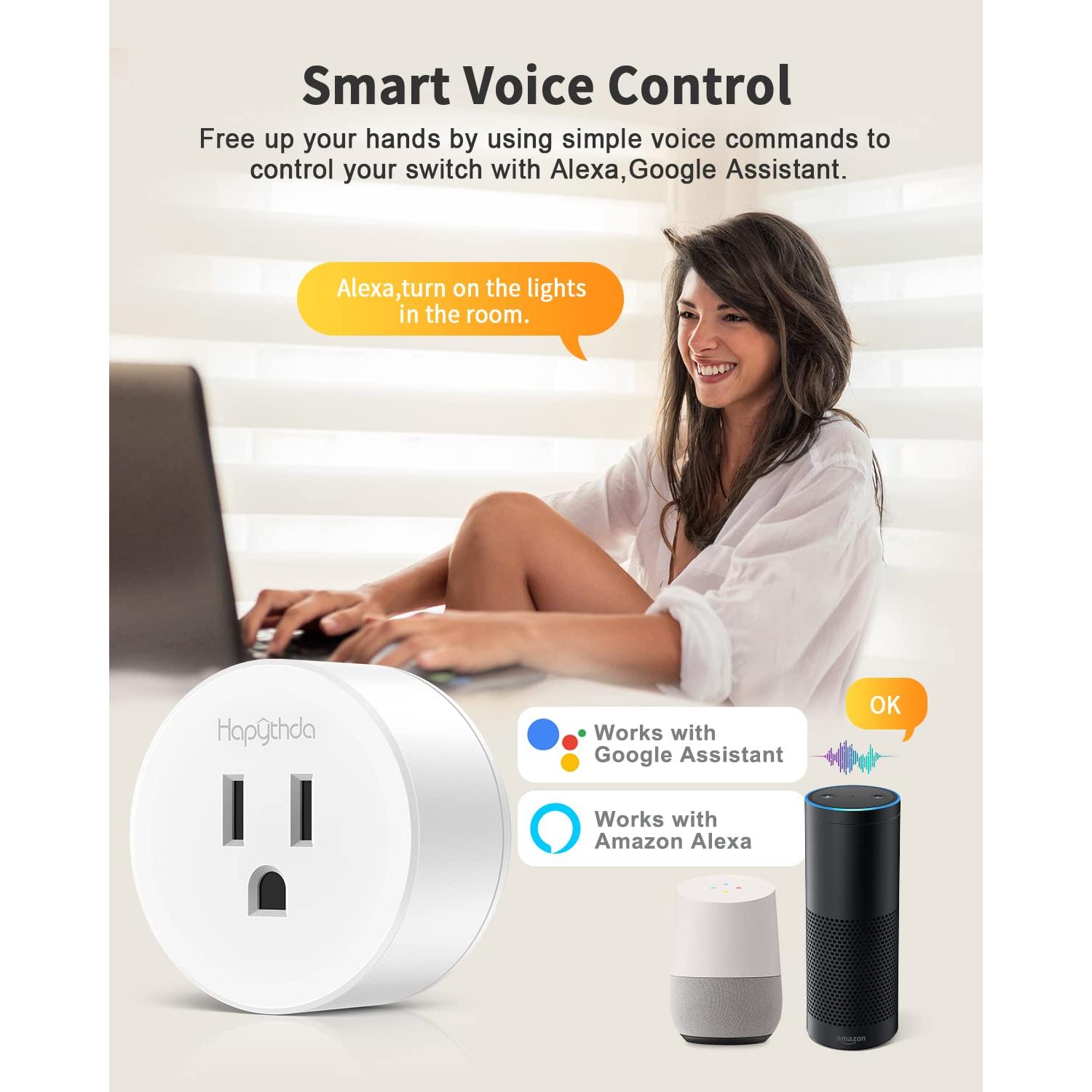 Enchufe Inteligente HAPYTHDA WiFi 2.4GHz Control Remoto RF433