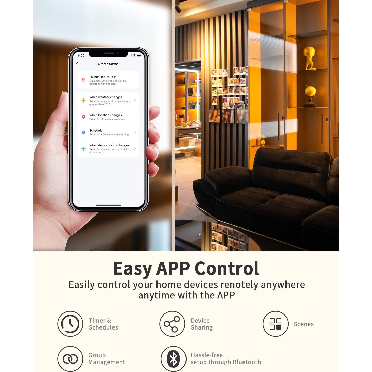 Enchufe Inteligente HAPYTHDA WiFi 2.4GHz Control Remoto RF433