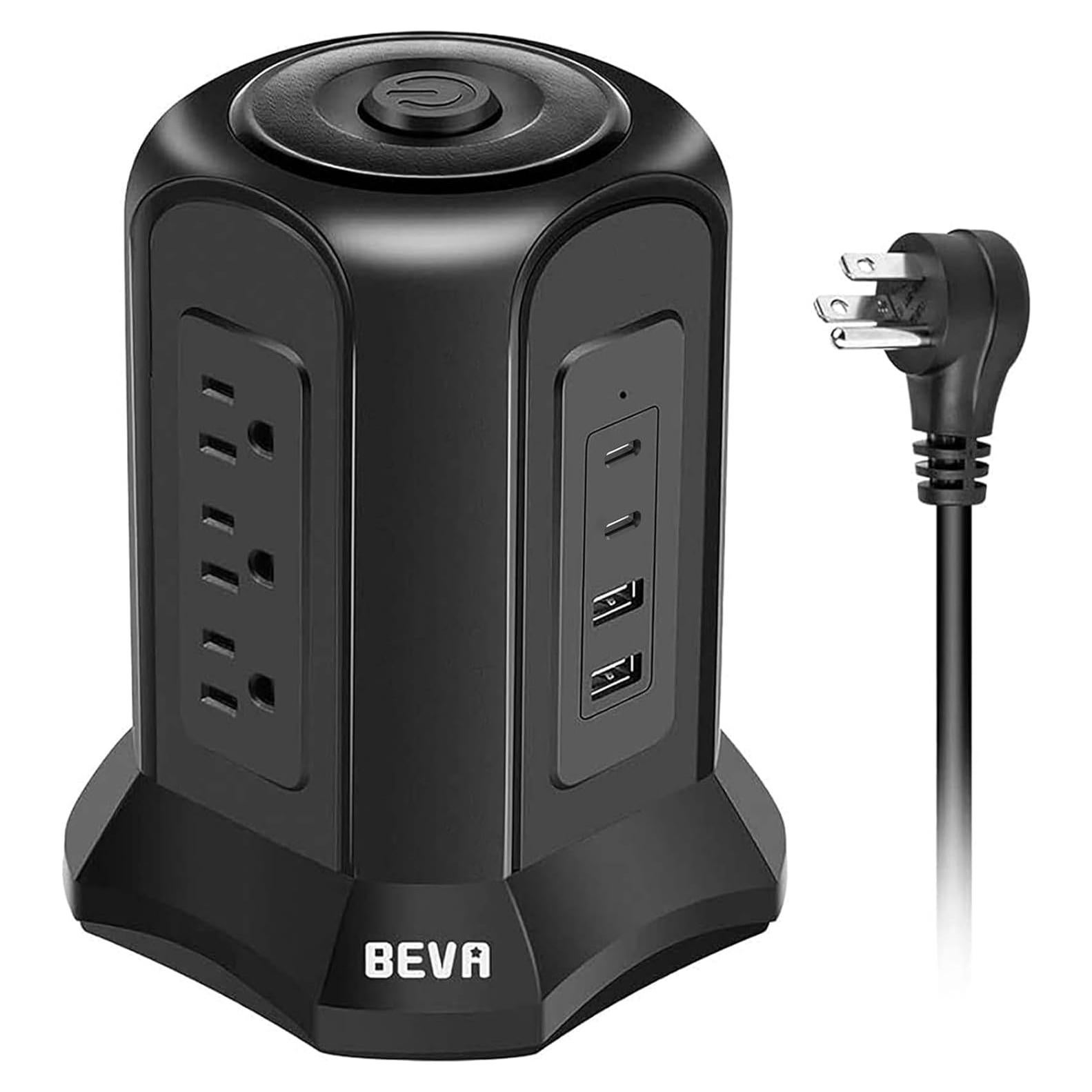 Regleta de Protección BEVA 10ft con 9 Salidas AC y 4 USB