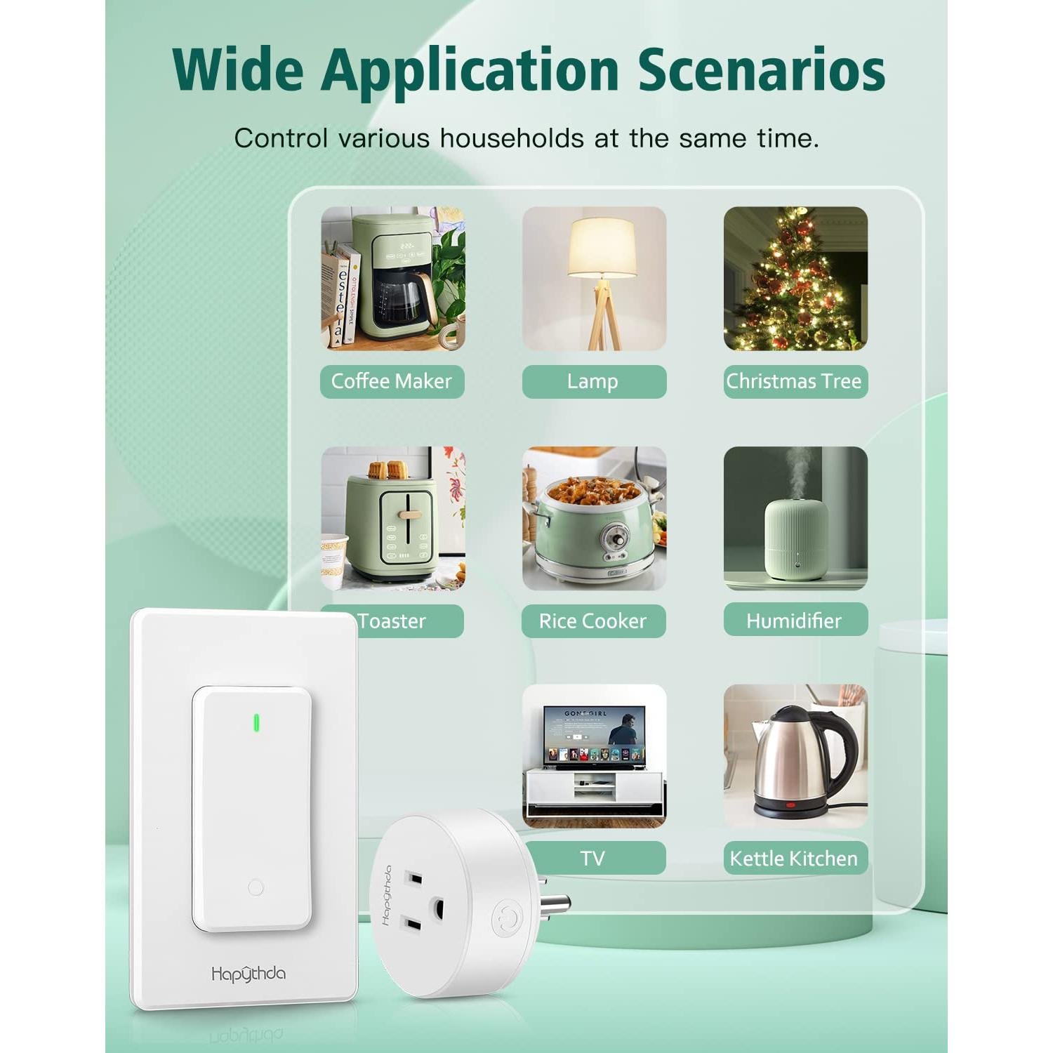 Toma de Corriente Control Remoto HAPYTHDA 15A 1500W Inalámbrica