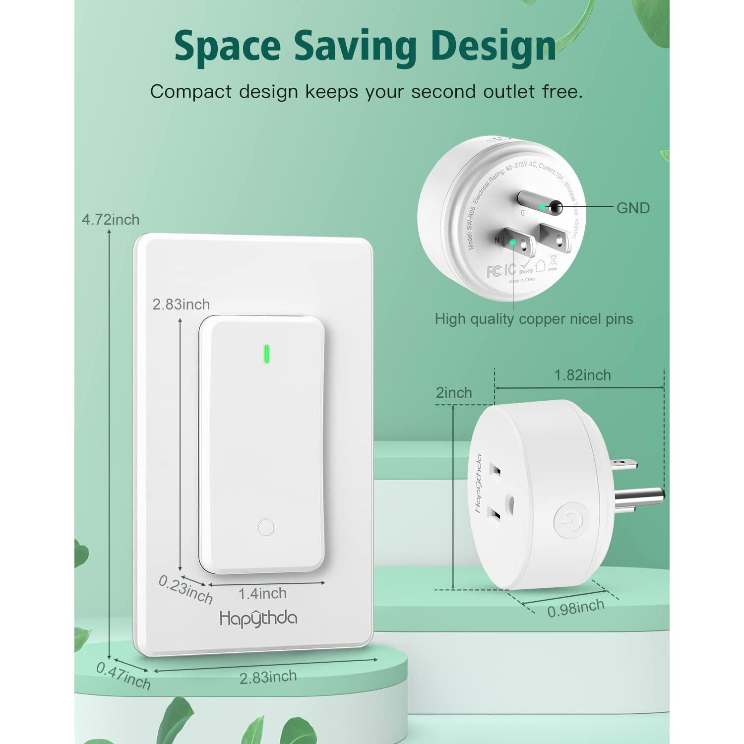 Toma de Corriente Control Remoto HAPYTHDA 15A 1500W Inalámbrica