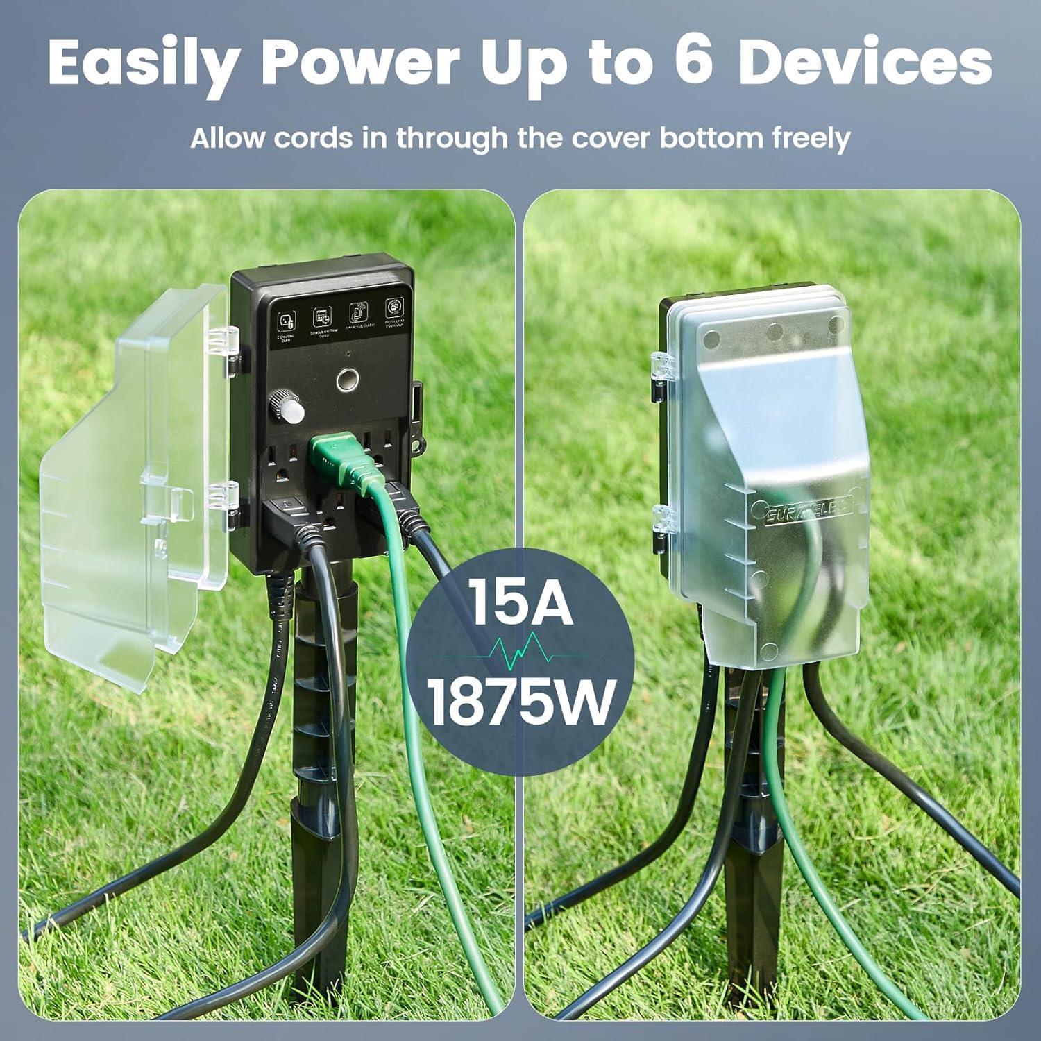 Temporizador de Estaca de Poder Exterior SURAIELEC 6 Salidas Zigbee