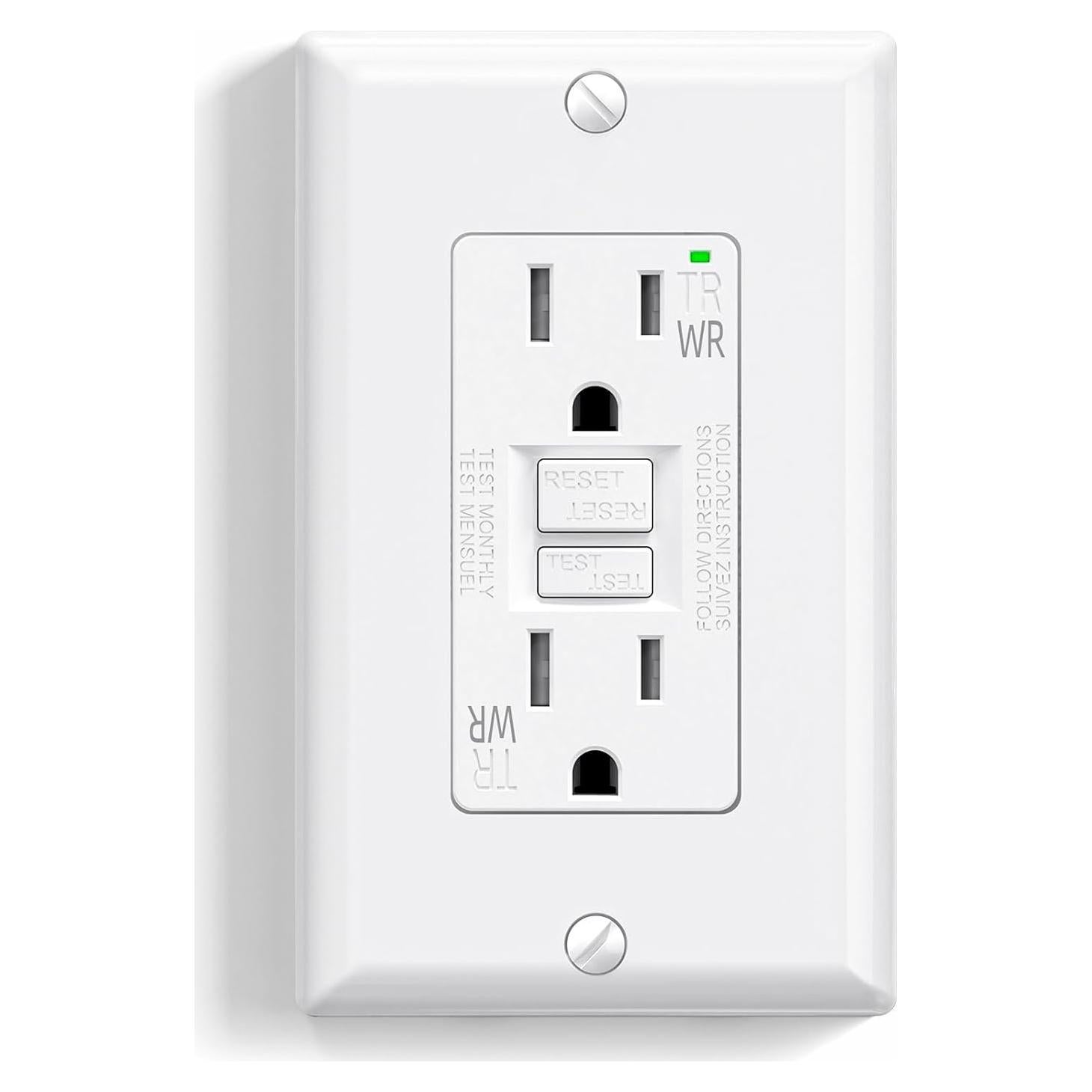 Toma de Corriente GFCI Exterior ELEGRP 15A Blanca con Auto-Prueba