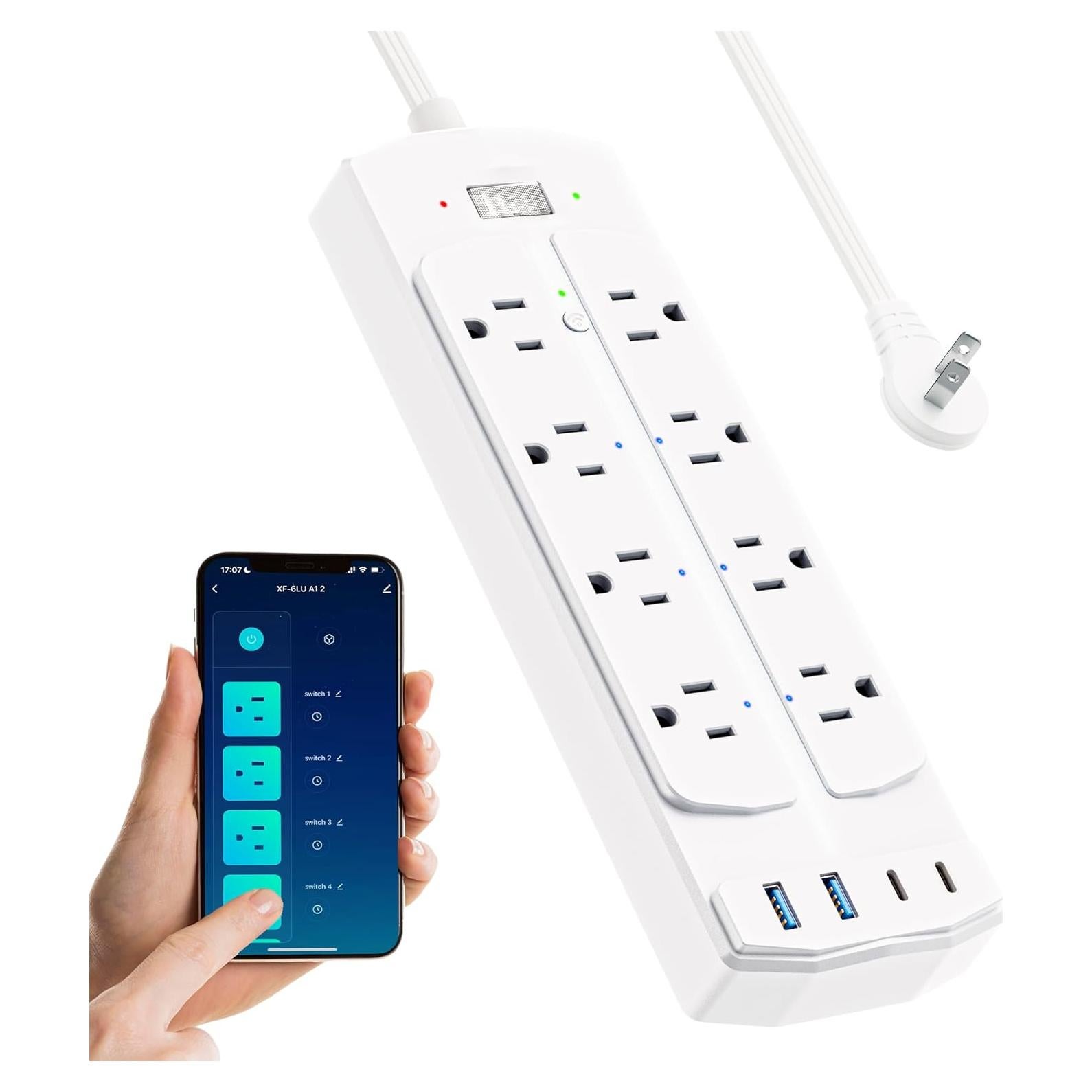 Regleta de Enchufes Inteligente Yozisital 2 Clavijas 8 Enchufes 4 USB