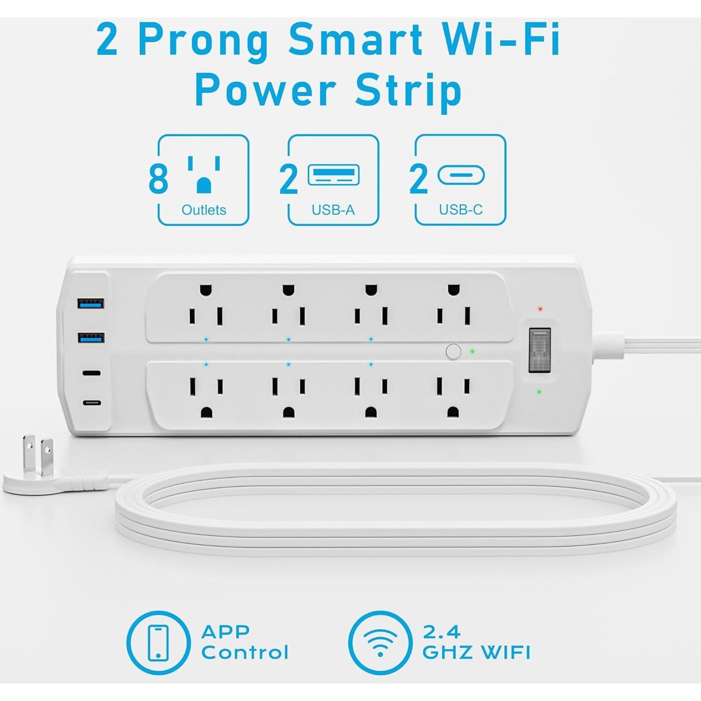 Regleta de Enchufes Inteligente Yozisital 2 Clavijas 8 Enchufes 4 USB