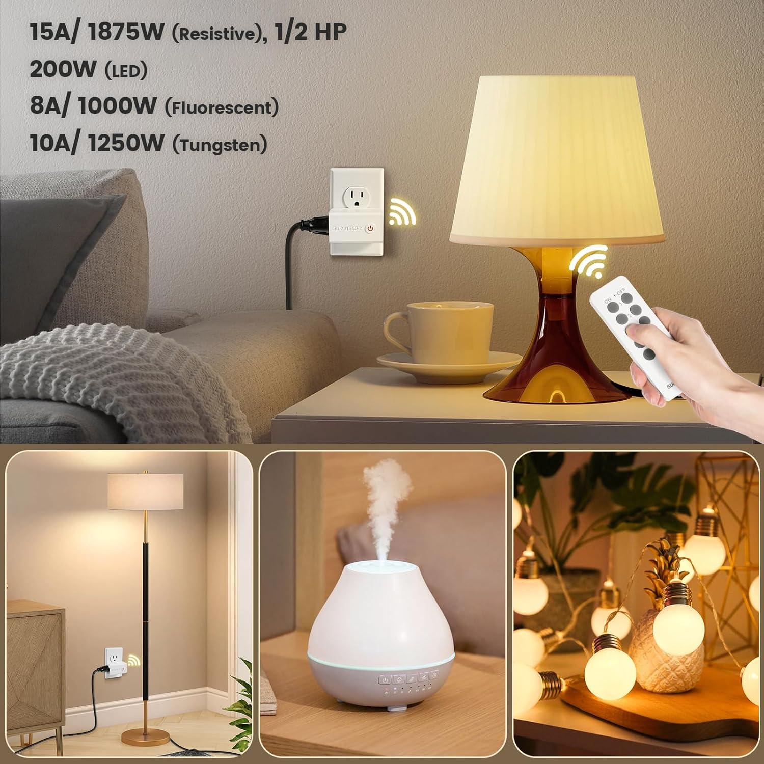 Kit Interruptor Enchufe Control Remoto SURAIELEC - 5 Enchufes, 2 Remotos, 15A