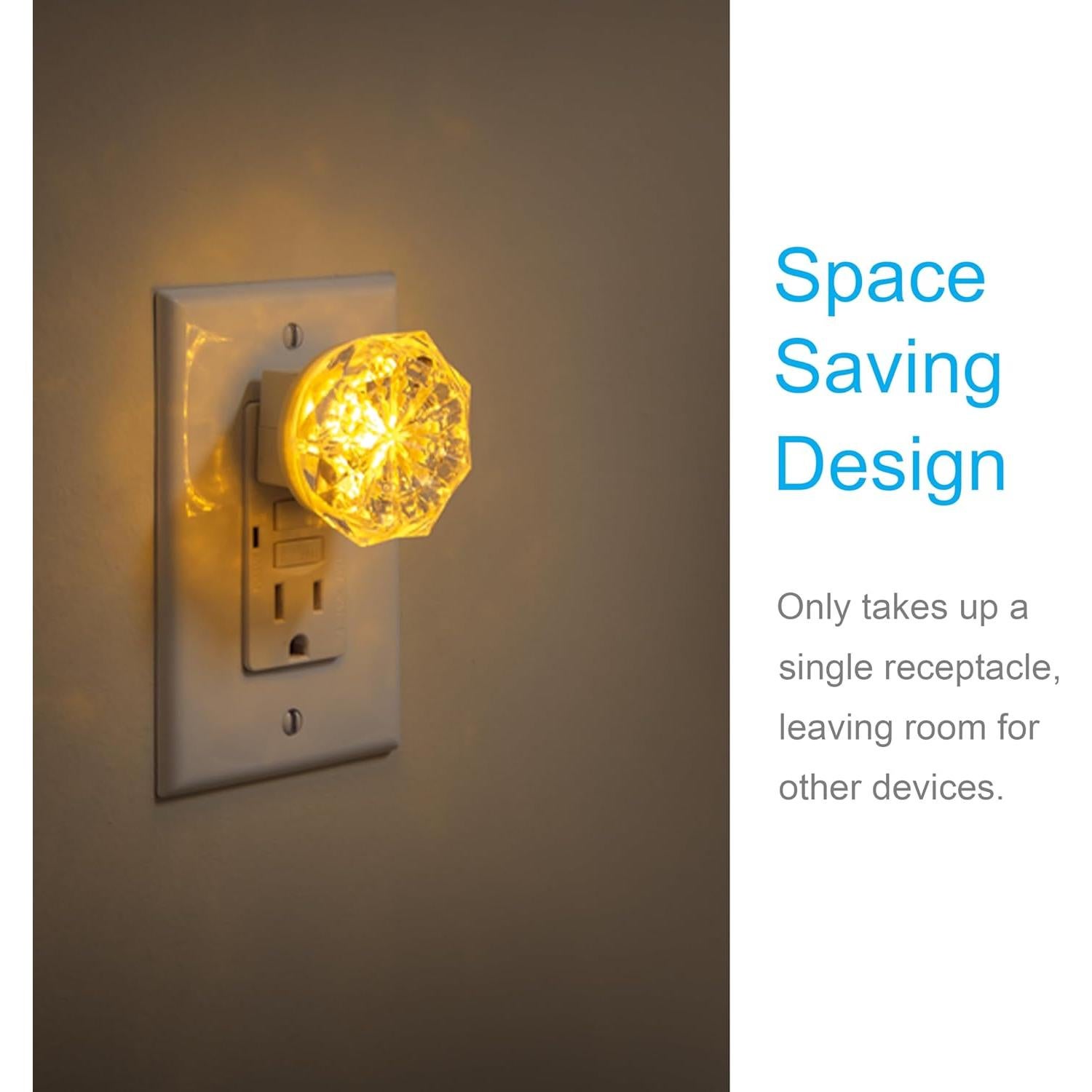 Luz Nocturna LED Jewel GE Enchufable Ámbar 2 Paquete