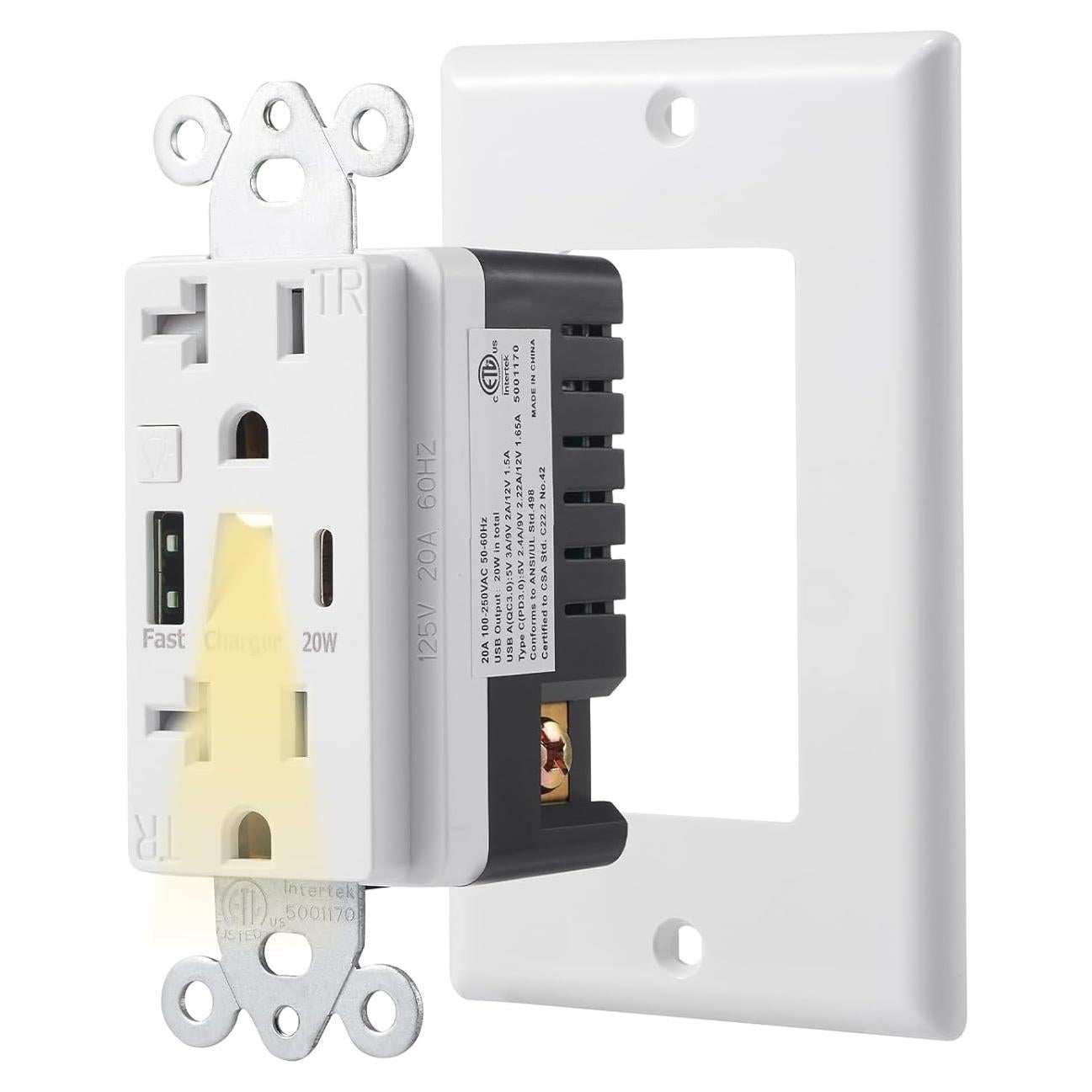 Toma de Corriente USB PD 20W Suplevel con Luz Nocturna LED