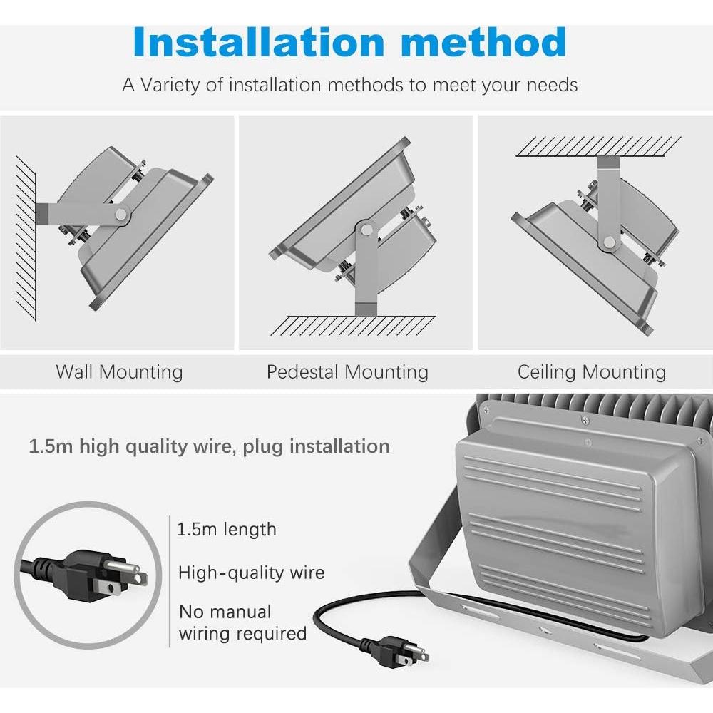 Luz de Inundación LED 200W Southlevy IP66 20000LM Plata