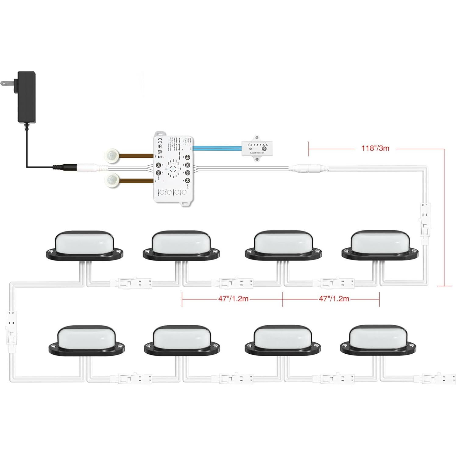 Kit de Iluminación LED para Escaleras RWOFNIA SSL-0516-B, 16 Luces Regulables