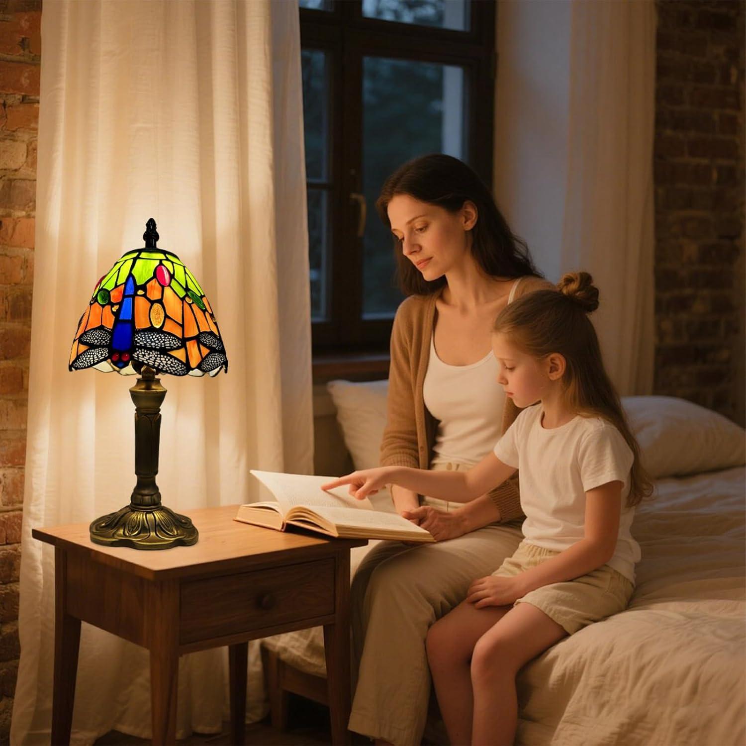 Lámpara de Mesa Tiffany Libélula Hecha a Mano 35.5cm