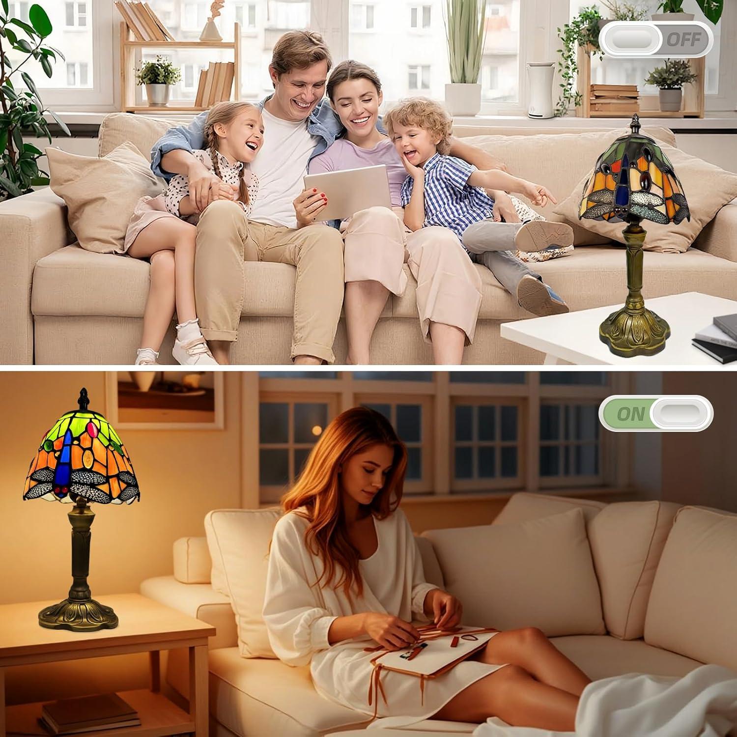 Lámpara de Mesa Tiffany Libélula Hecha a Mano 35.5cm