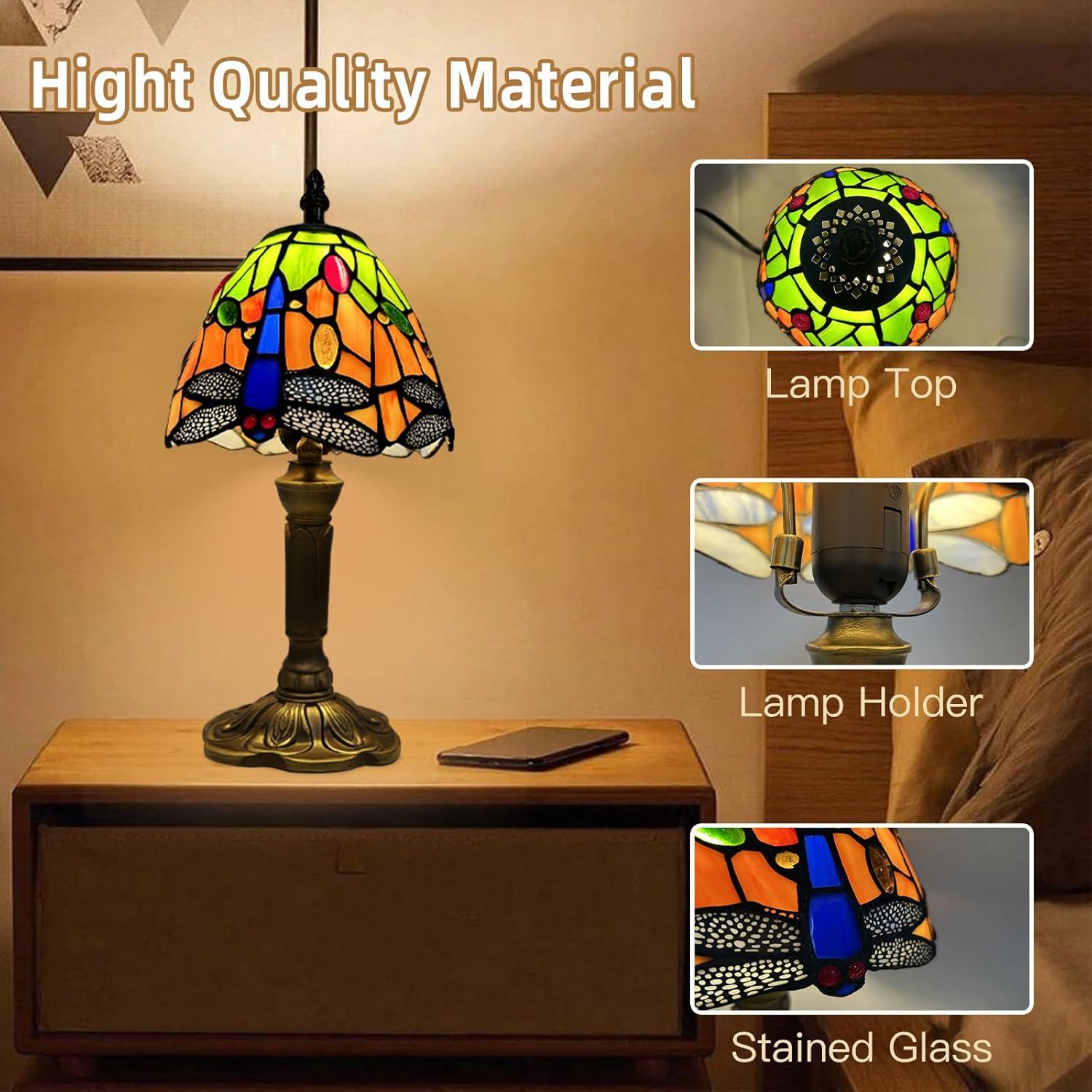 Lámpara de Mesa Tiffany Libélula Hecha a Mano 35.5cm