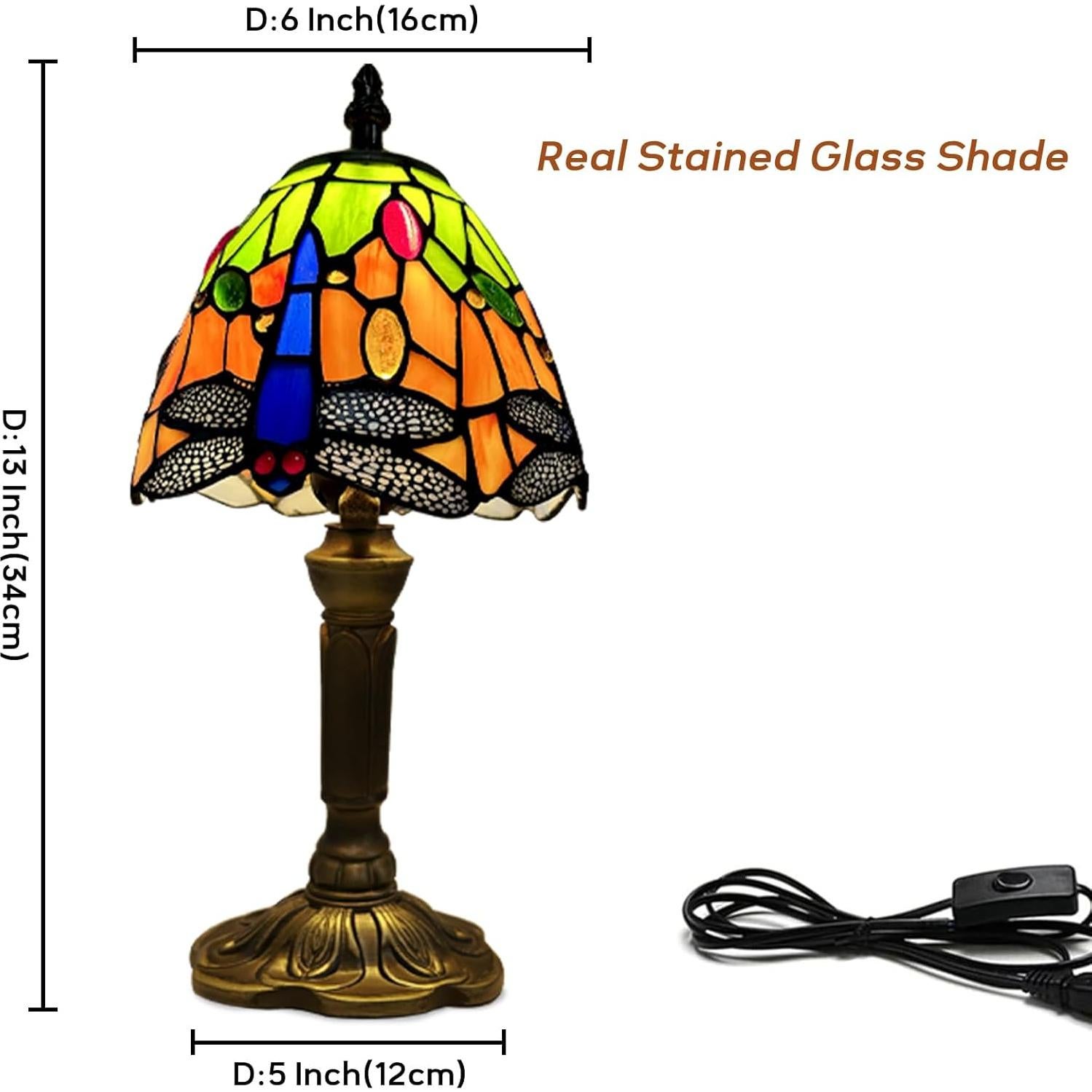 Lámpara de Mesa Tiffany Libélula Hecha a Mano 35.5cm