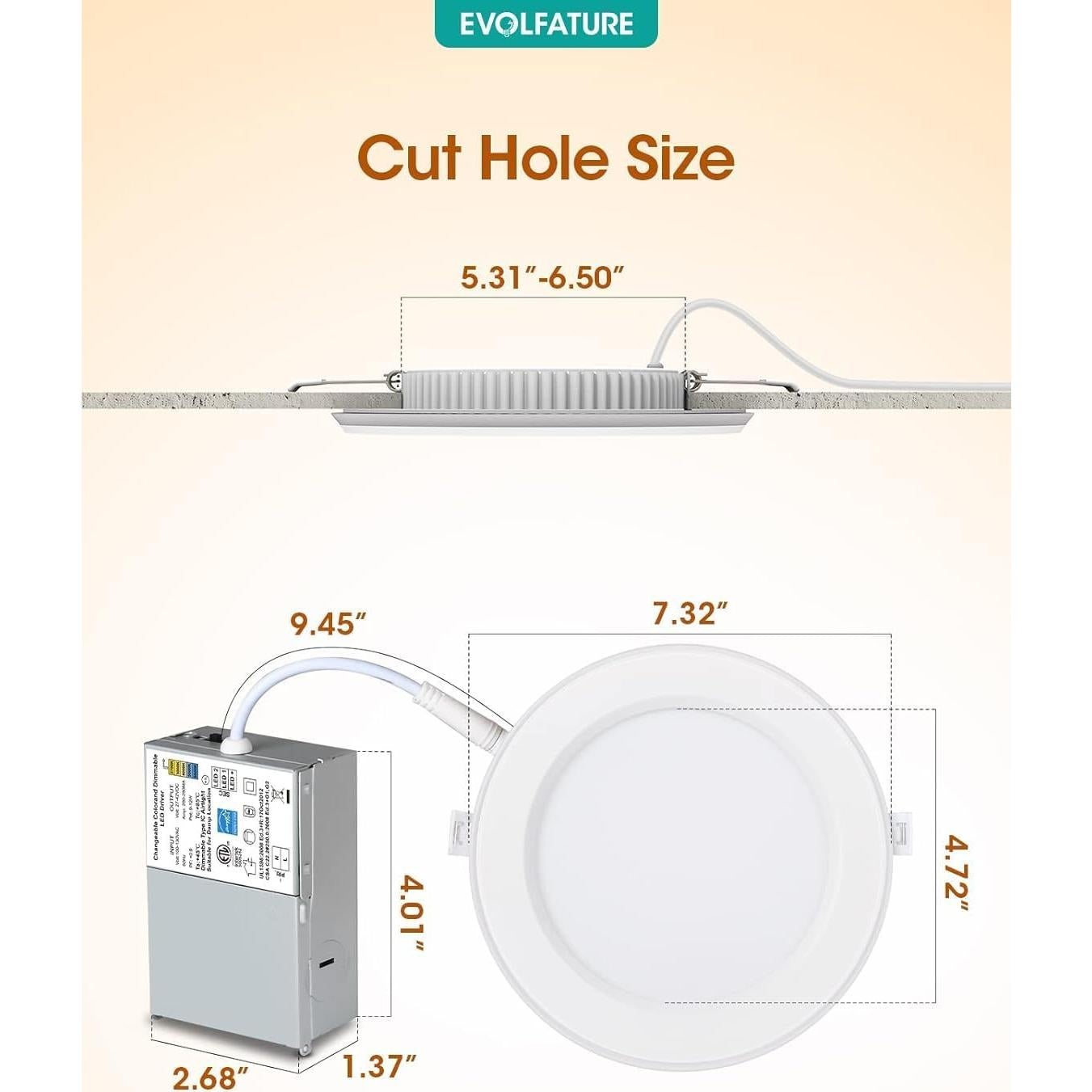Luz empotrada LED EVOLFATURE 6" 14W 1300 lúmenes 5CCT