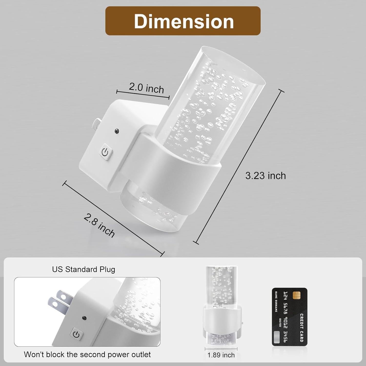 Luz Nocturna LED HOTEKME Regulable con Sensor 3000K - 2 Piezas