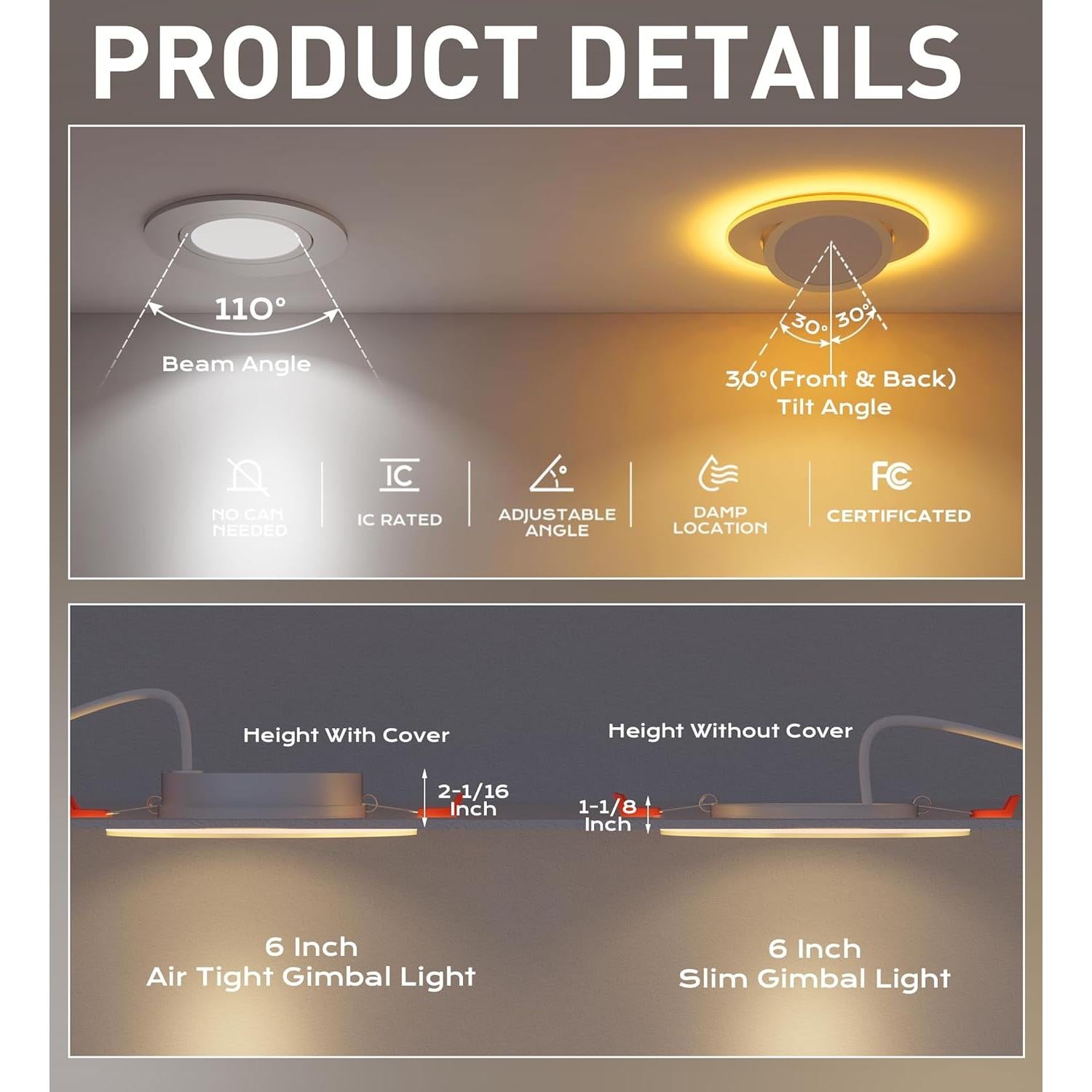 Luz LED Empotrada Gimbal CLOUDY BAY 12W 4 Unidades 5CCT