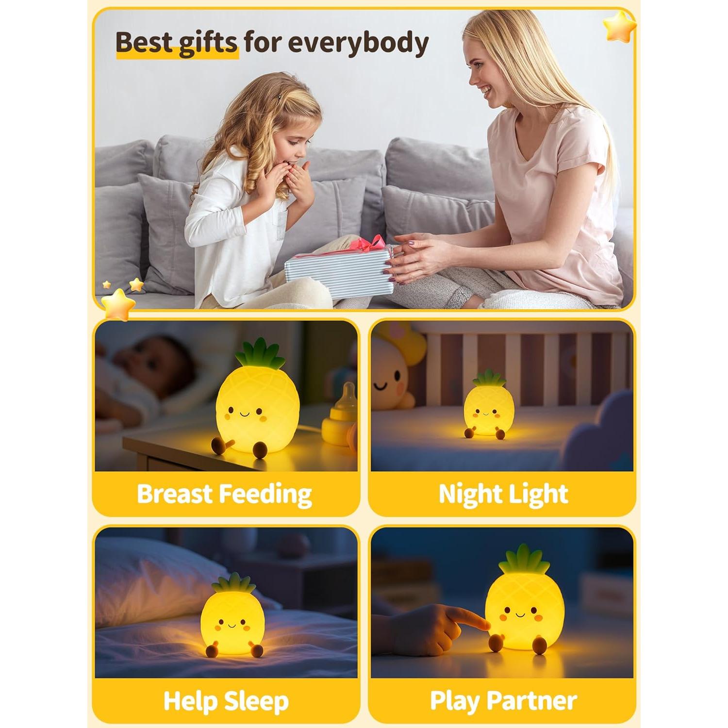 Luz Nocturna de Silicona Tarinks Piña Dimmable 3 Niveles