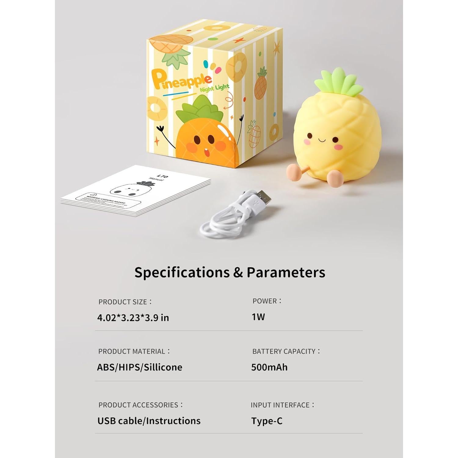 Luz Nocturna de Silicona Tarinks Piña Dimmable 3 Niveles