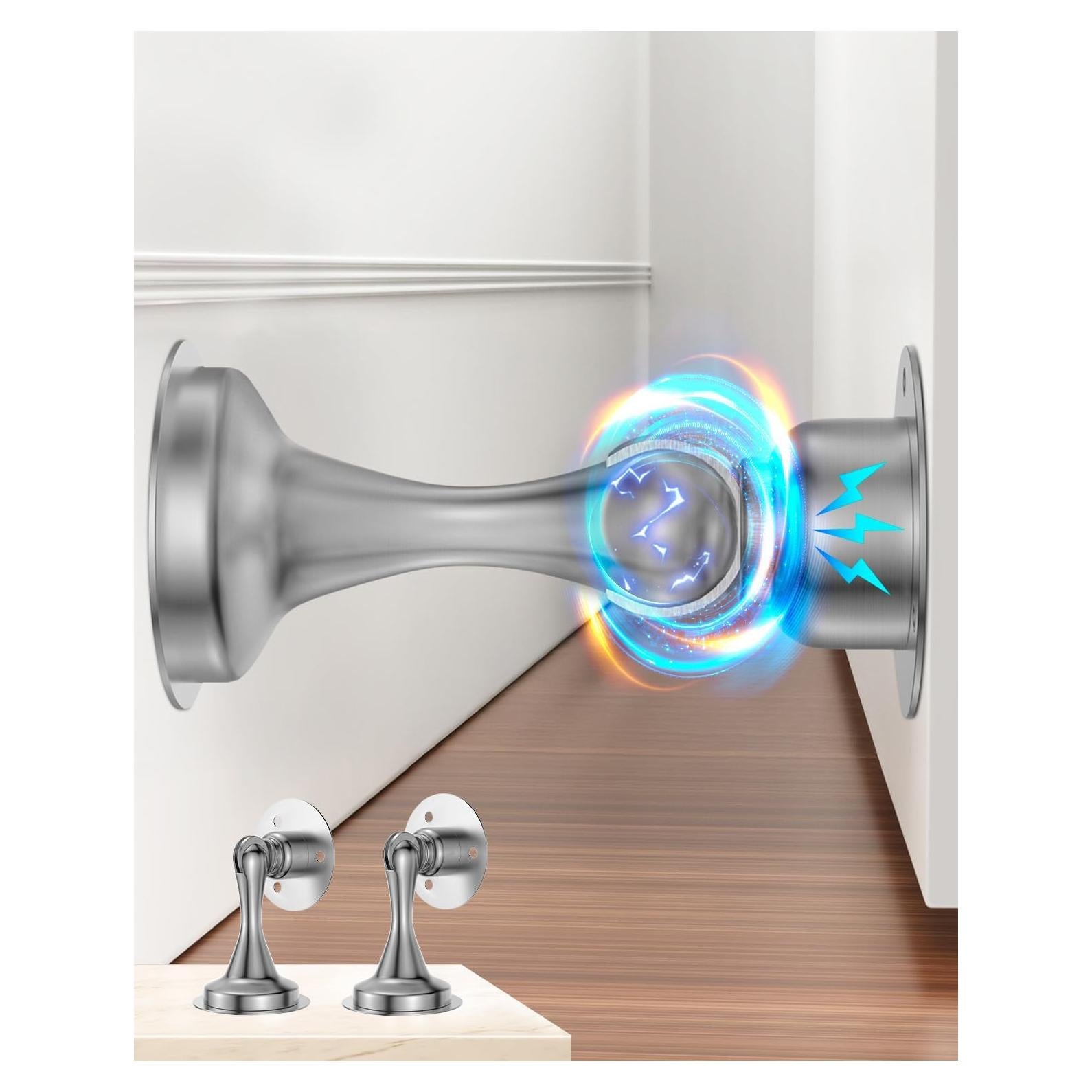 Topes de puerta magnéticos WINONLY, acero inoxidable, 2 unidades