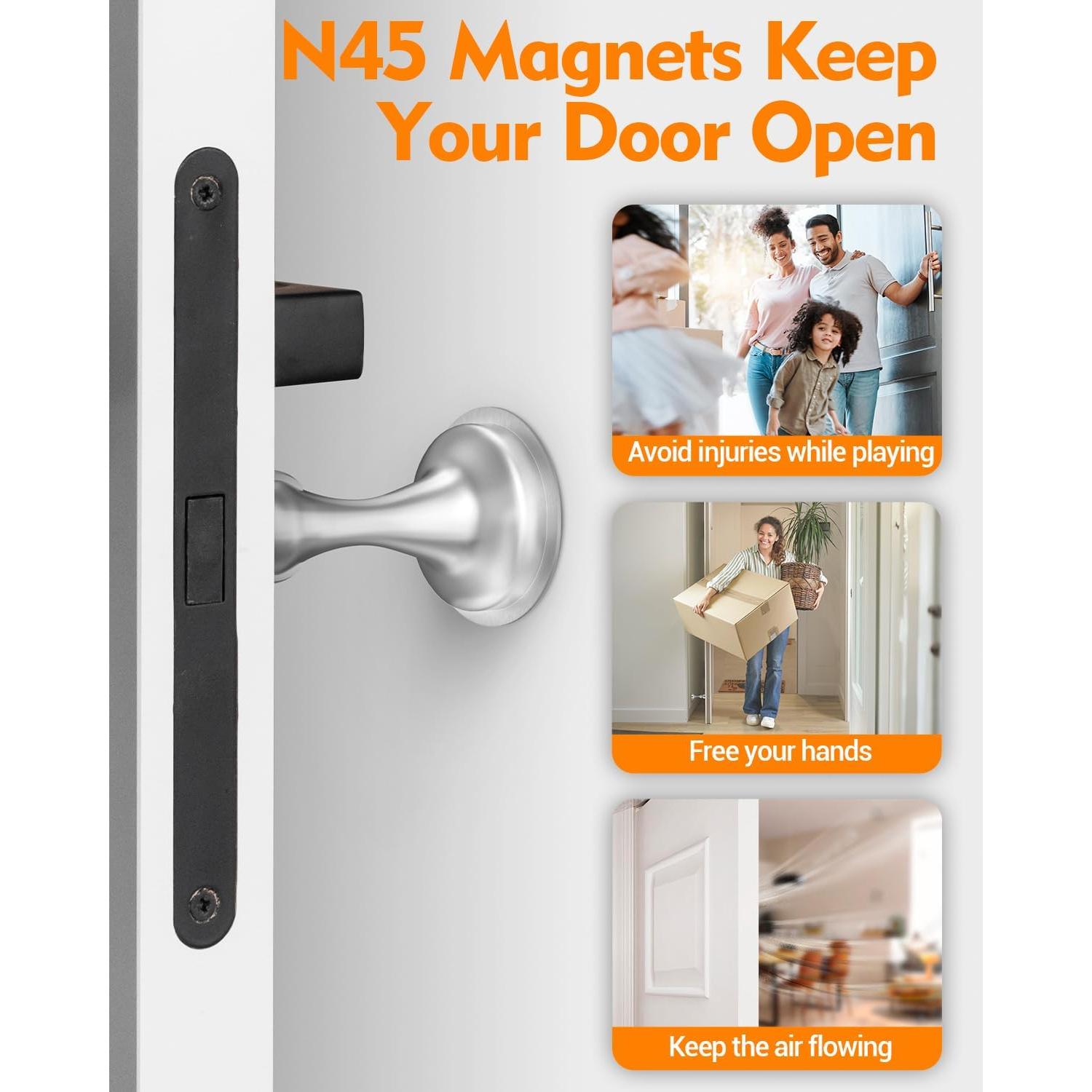 Topes de puerta magnéticos WINONLY, acero inoxidable, 2 unidades