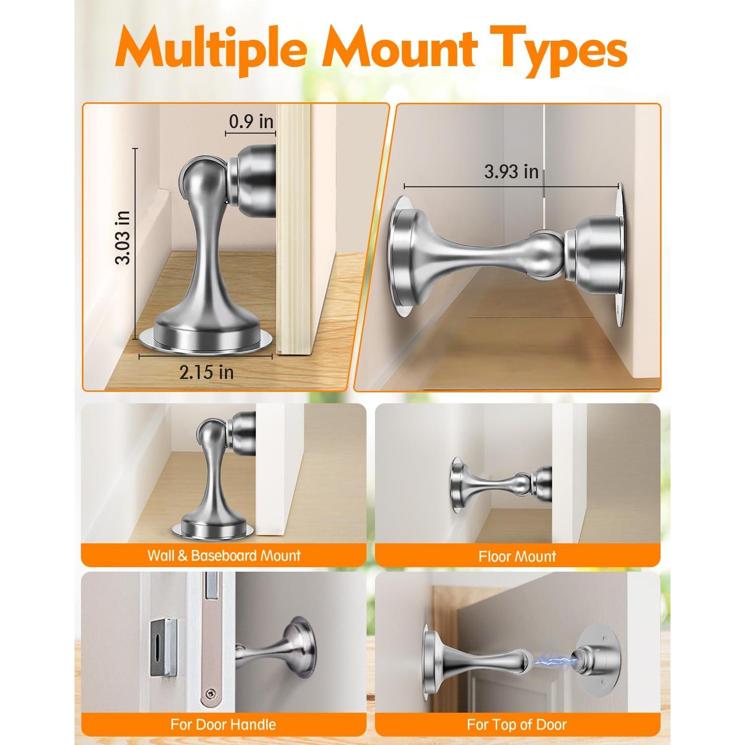 Topes de puerta magnéticos WINONLY, acero inoxidable, 2 unidades