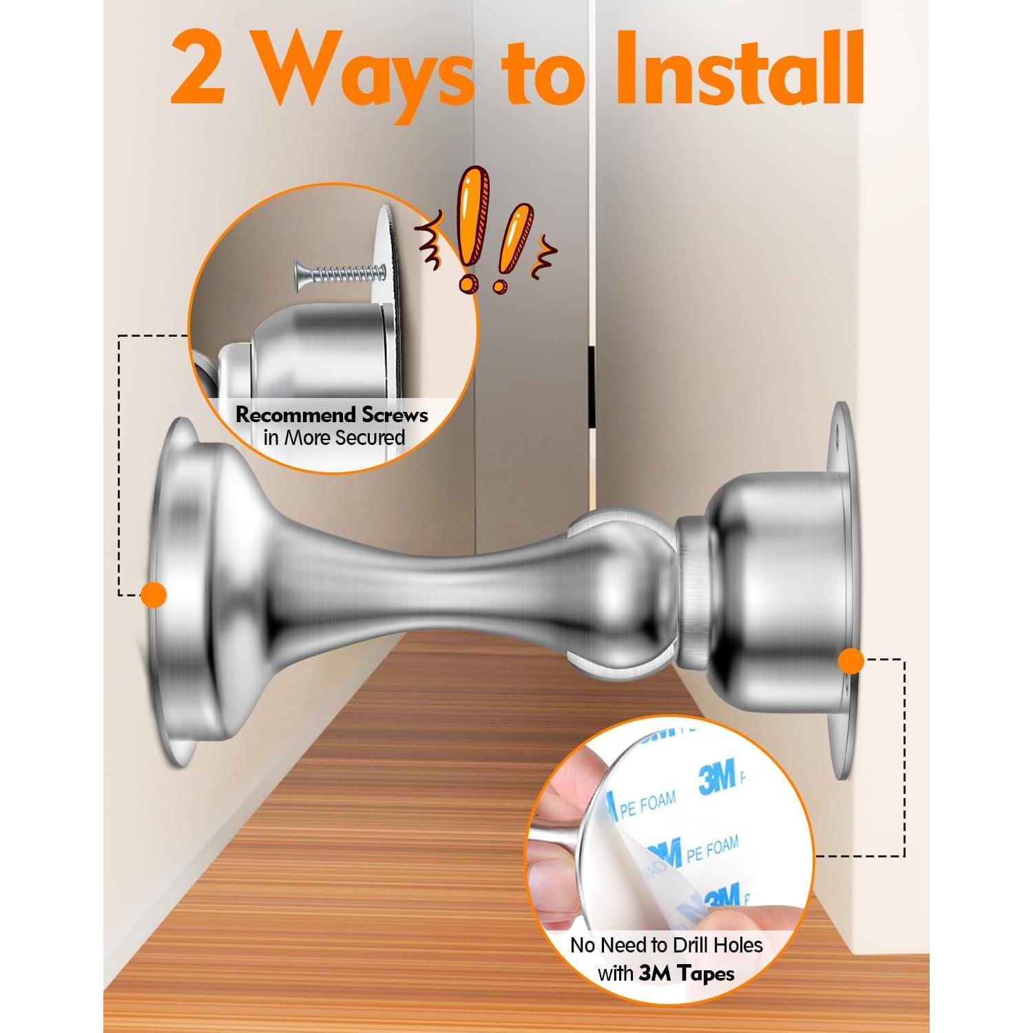 Topes de puerta magnéticos WINONLY, acero inoxidable, 2 unidades