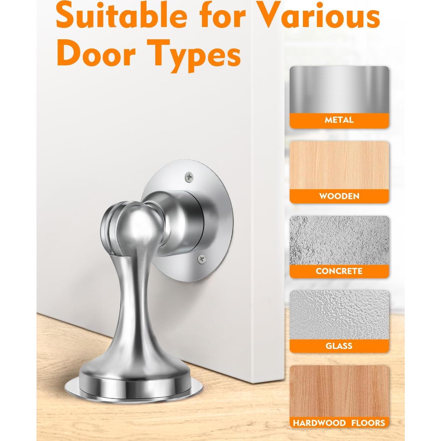 Topes de puerta magnéticos WINONLY, acero inoxidable, 2 unidades