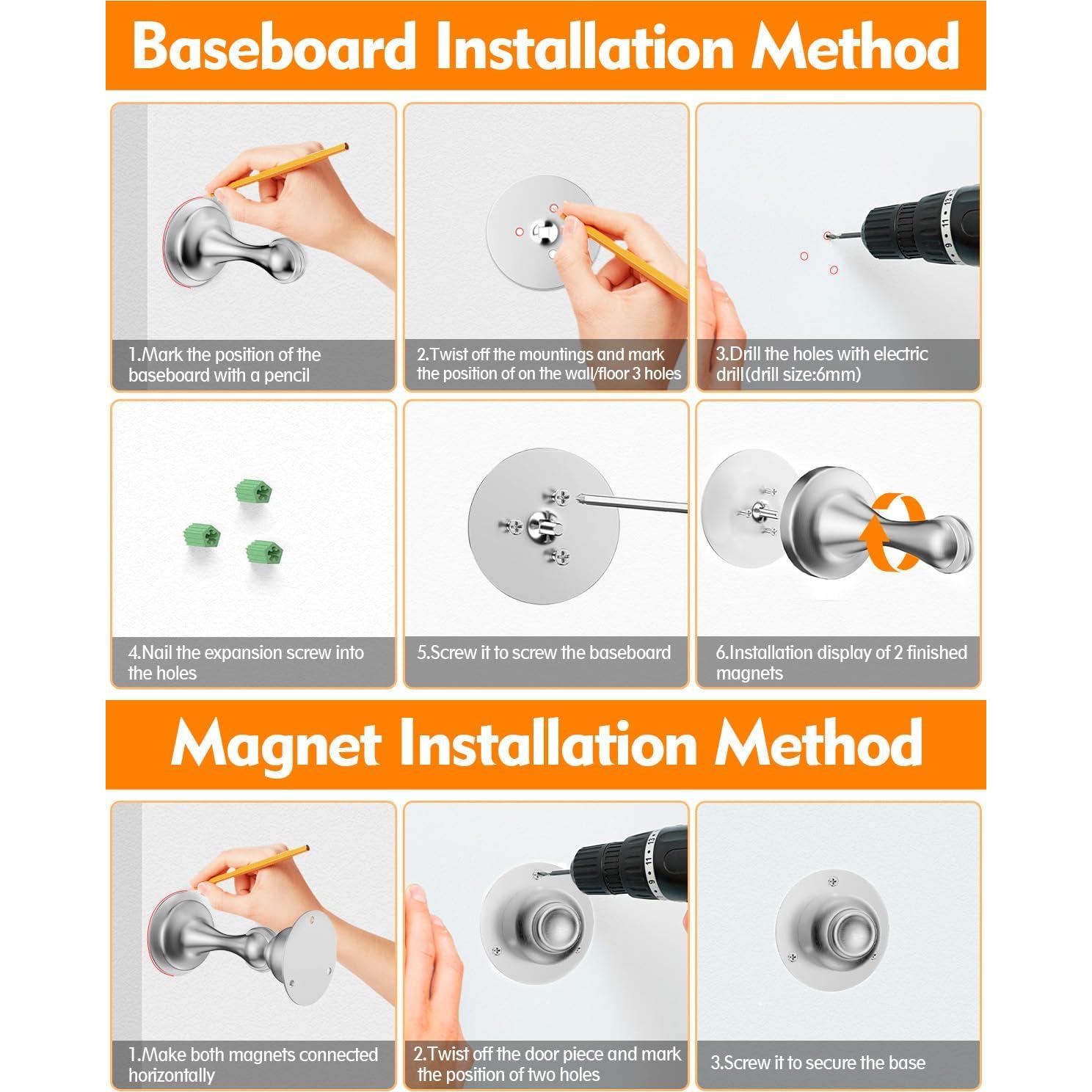 Topes de puerta magnéticos WINONLY, acero inoxidable, 2 unidades