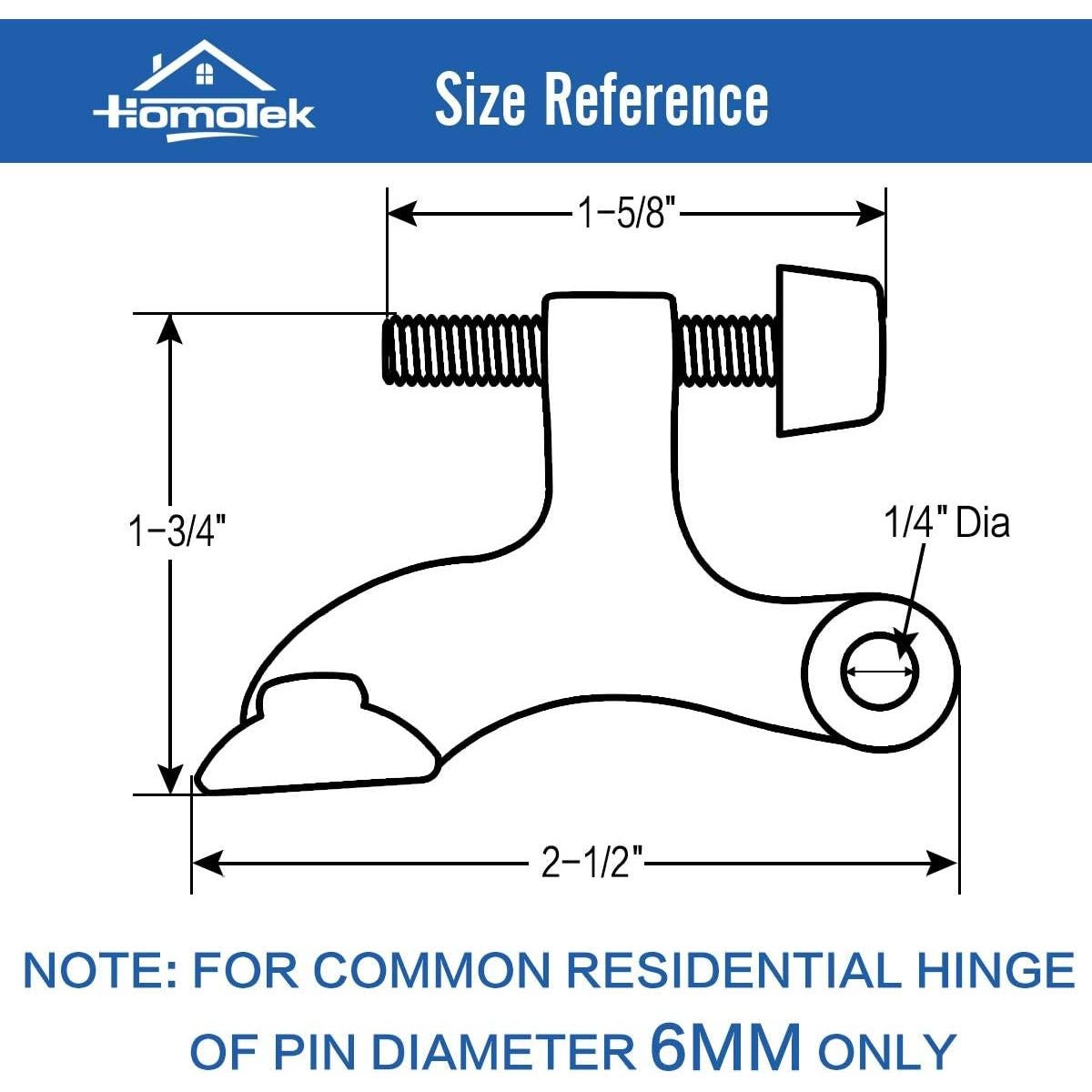 Tope de Puerta Ajustable HOMOTEK Negro 6 Piezas Alta Resistencia